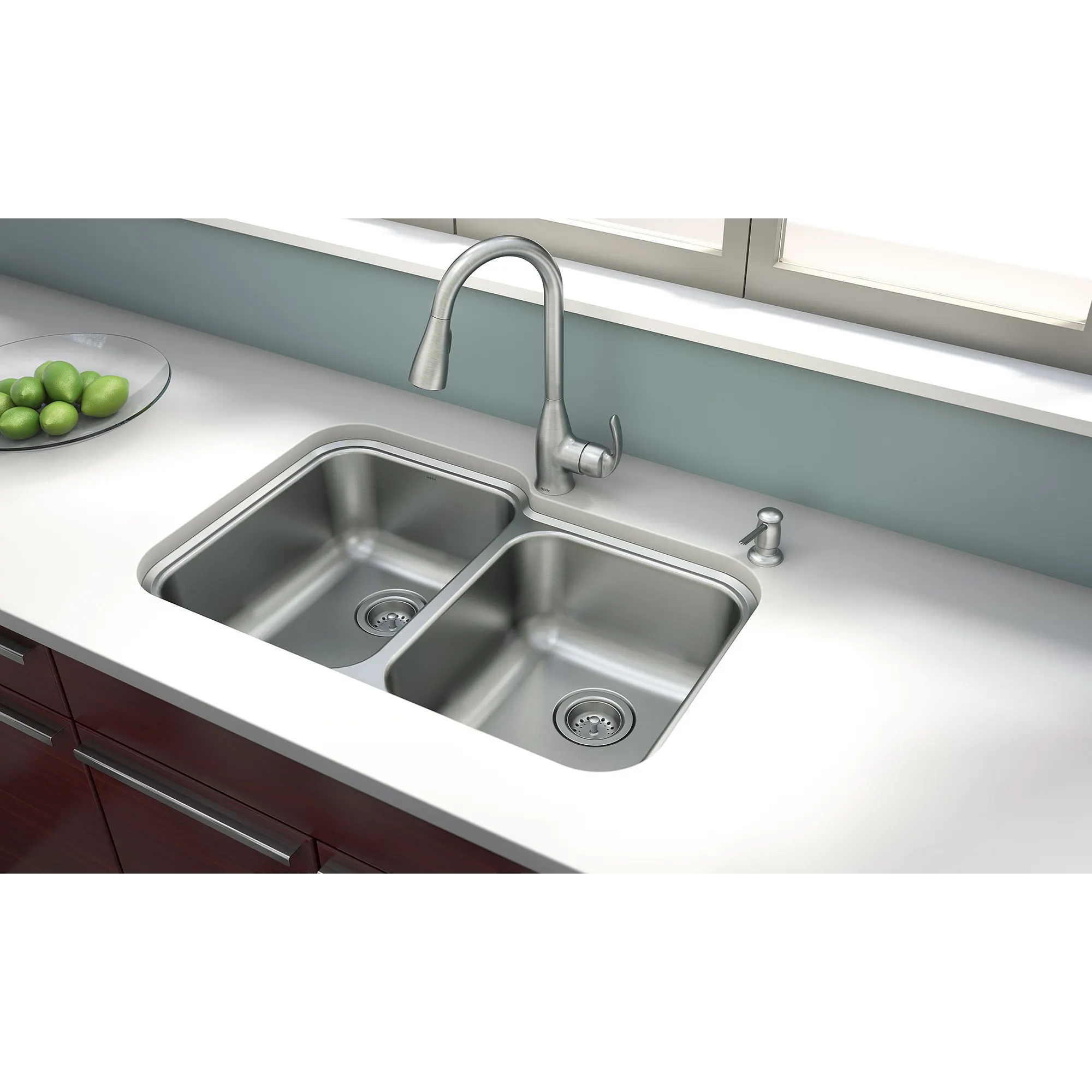 Stainless steel 33" X 22" 18 Gauge Double Bowl Faucet and Sink Combination - Image 15