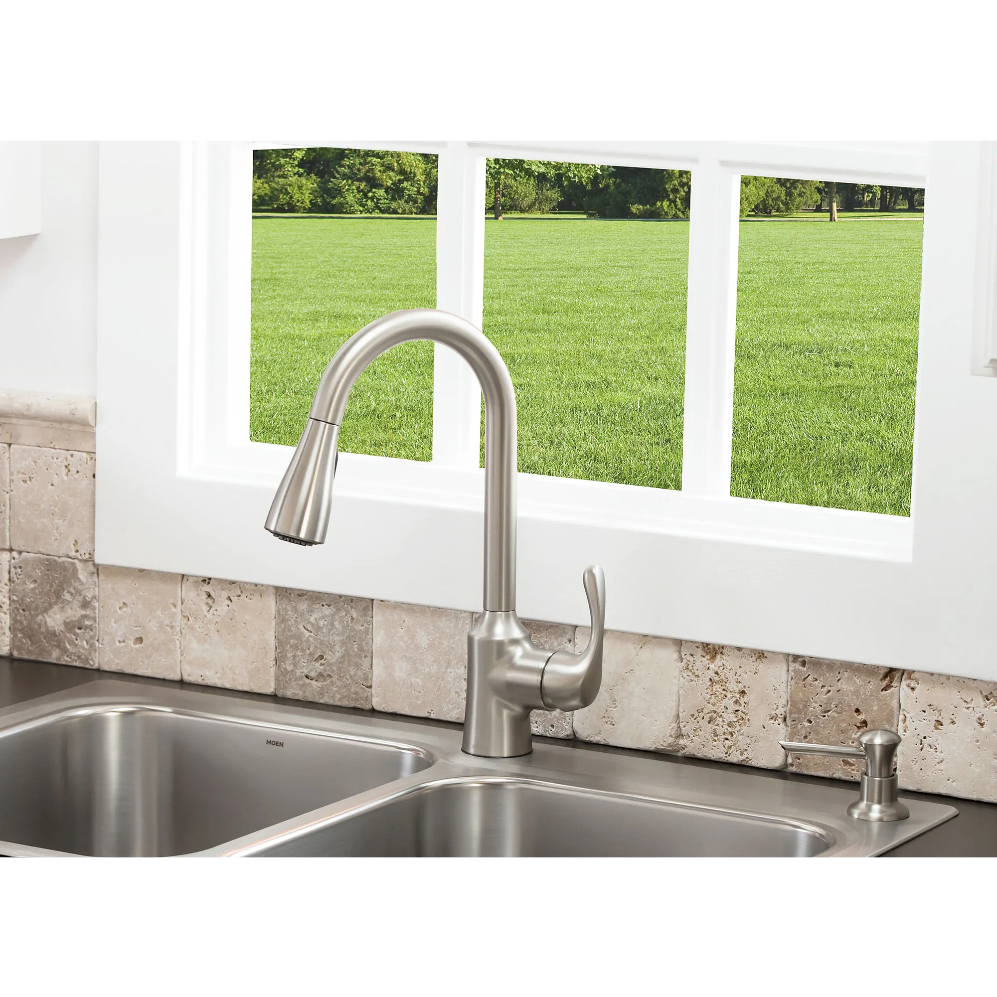 Lodi Stainless steel 33" X 22" 18 Gauge Double Bowl Faucet and Sink Combination - Image 5