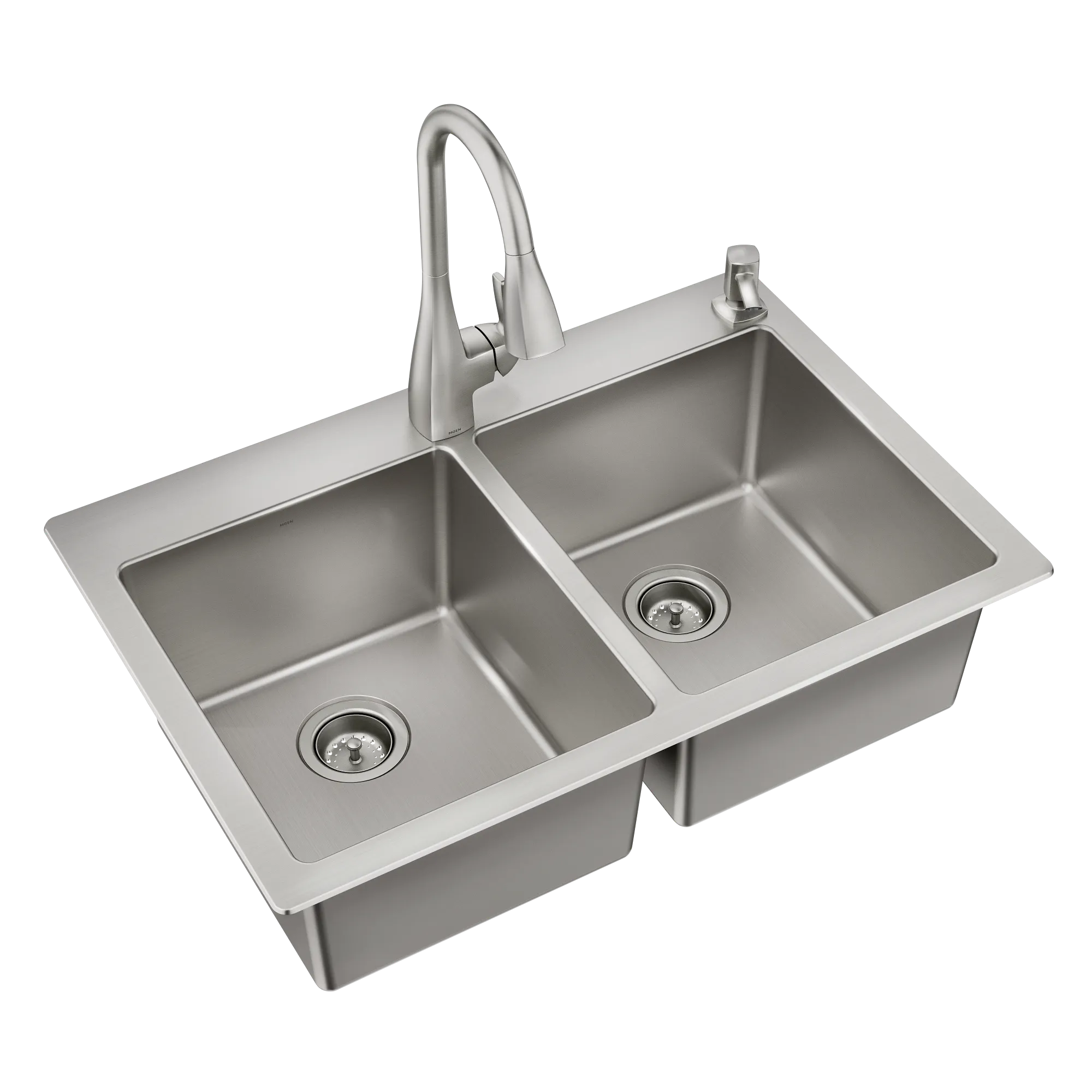 33" x 22" Stainless Steel 18 Gauge Double Bowl Dualmount Sink - Image 12