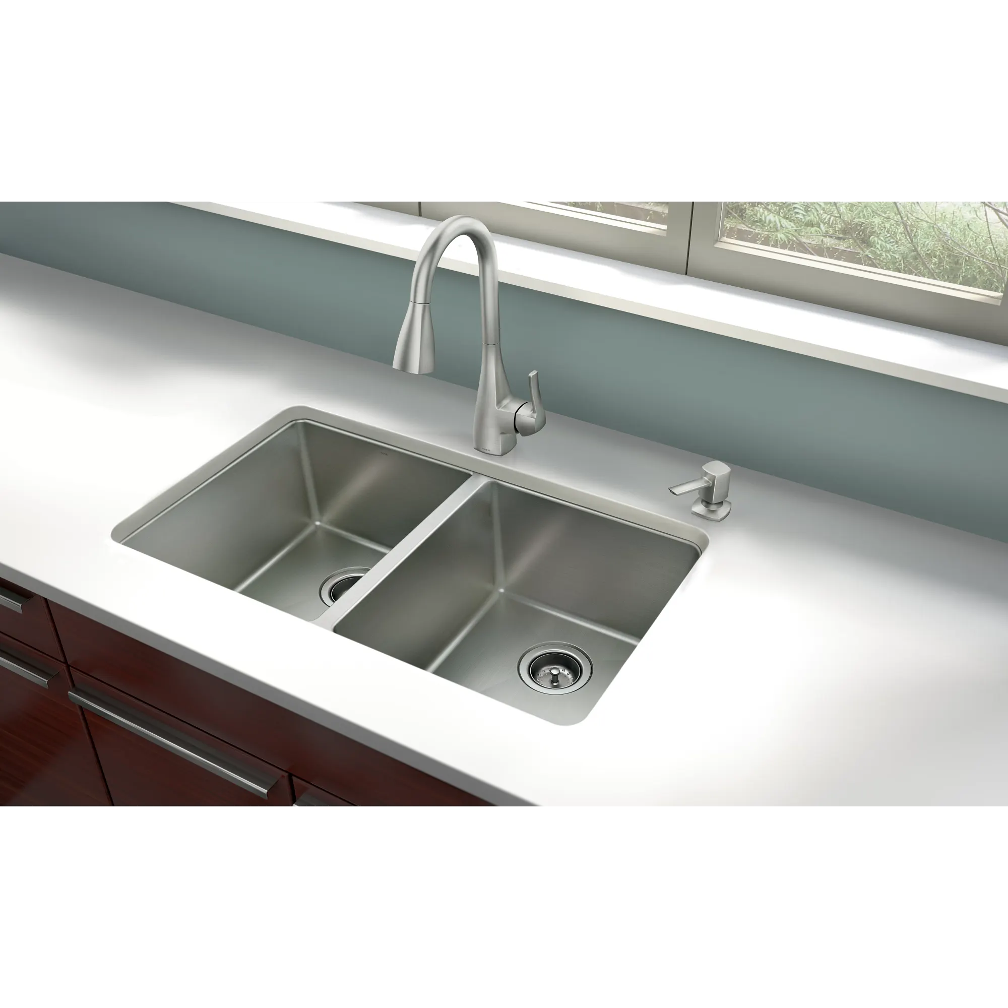 33" x 22" Stainless Steel 18 Gauge Double Bowl Dualmount Sink - Image 3
