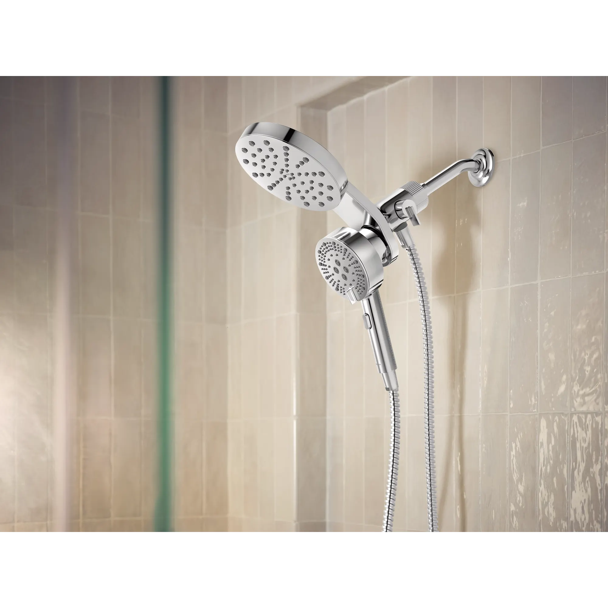 Magnetix Chrome six-function 6.7" diameter spray head standard with handshower - Image 3