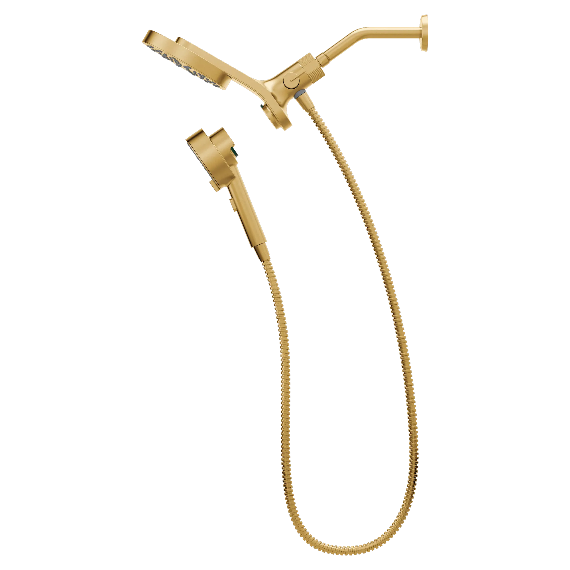 Magnetix Brushed gold six-function 6.7" diameter spray head standard with handshower - Image 3