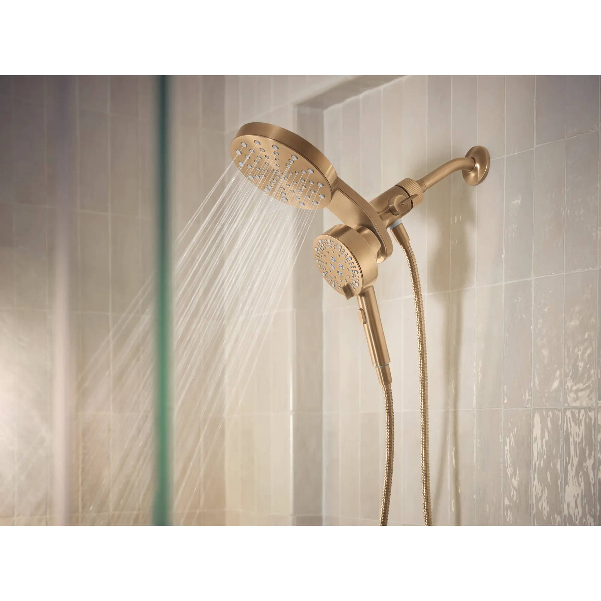 Magnetix Bronzed gold six-function 6.7" diameter spray head standard with handshower - Image 11