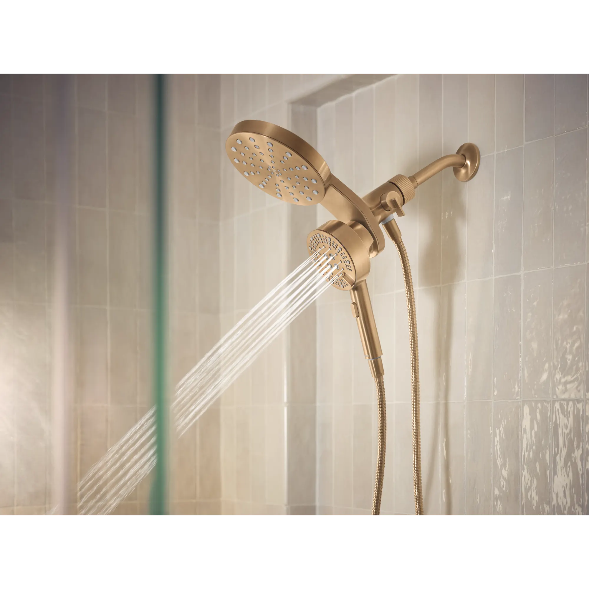 Magnetix Bronzed gold six-function 6.7" diameter spray head standard with handshower - Image 5