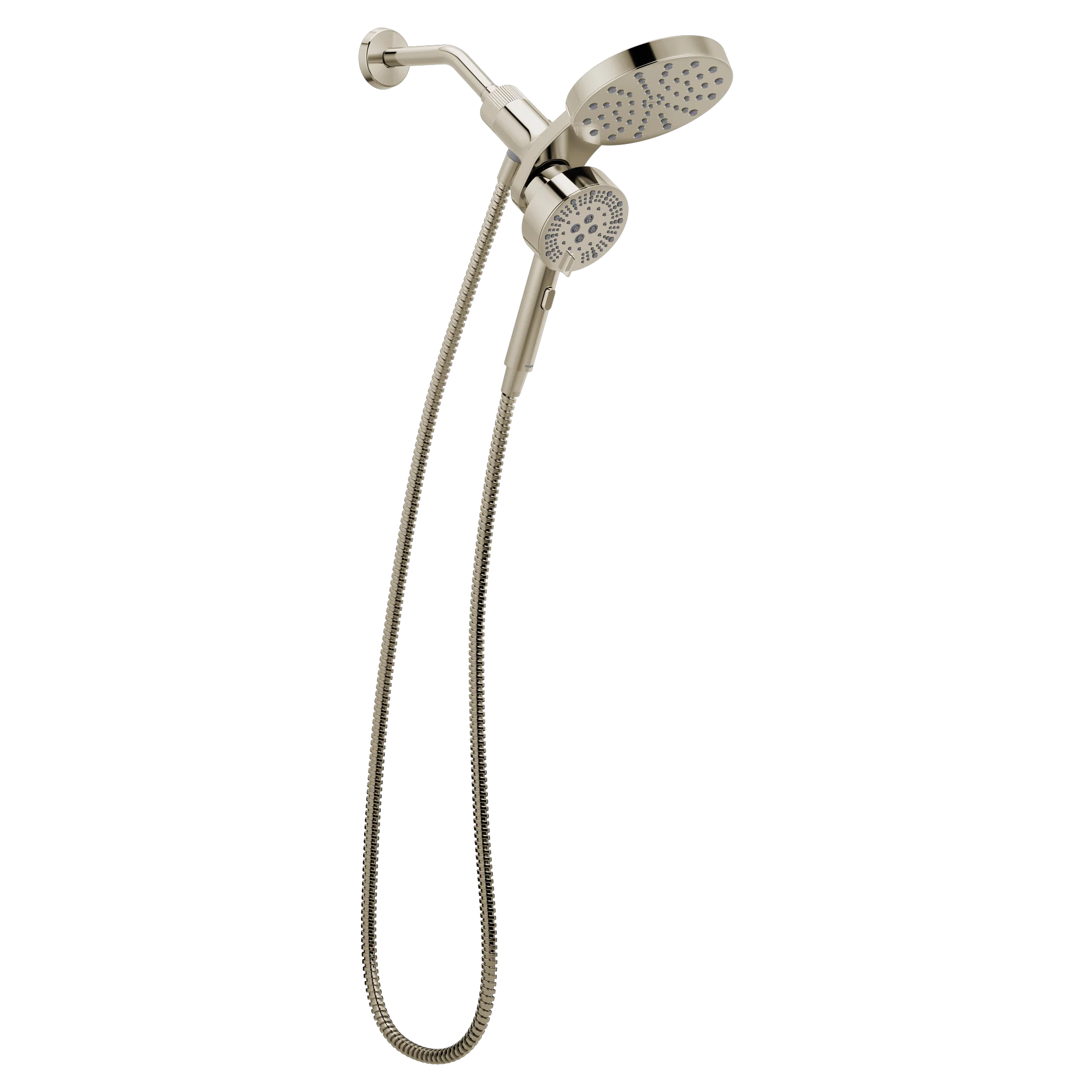Magnetix Polished nickel six-function 6.7" diameter spray head standard with handshower