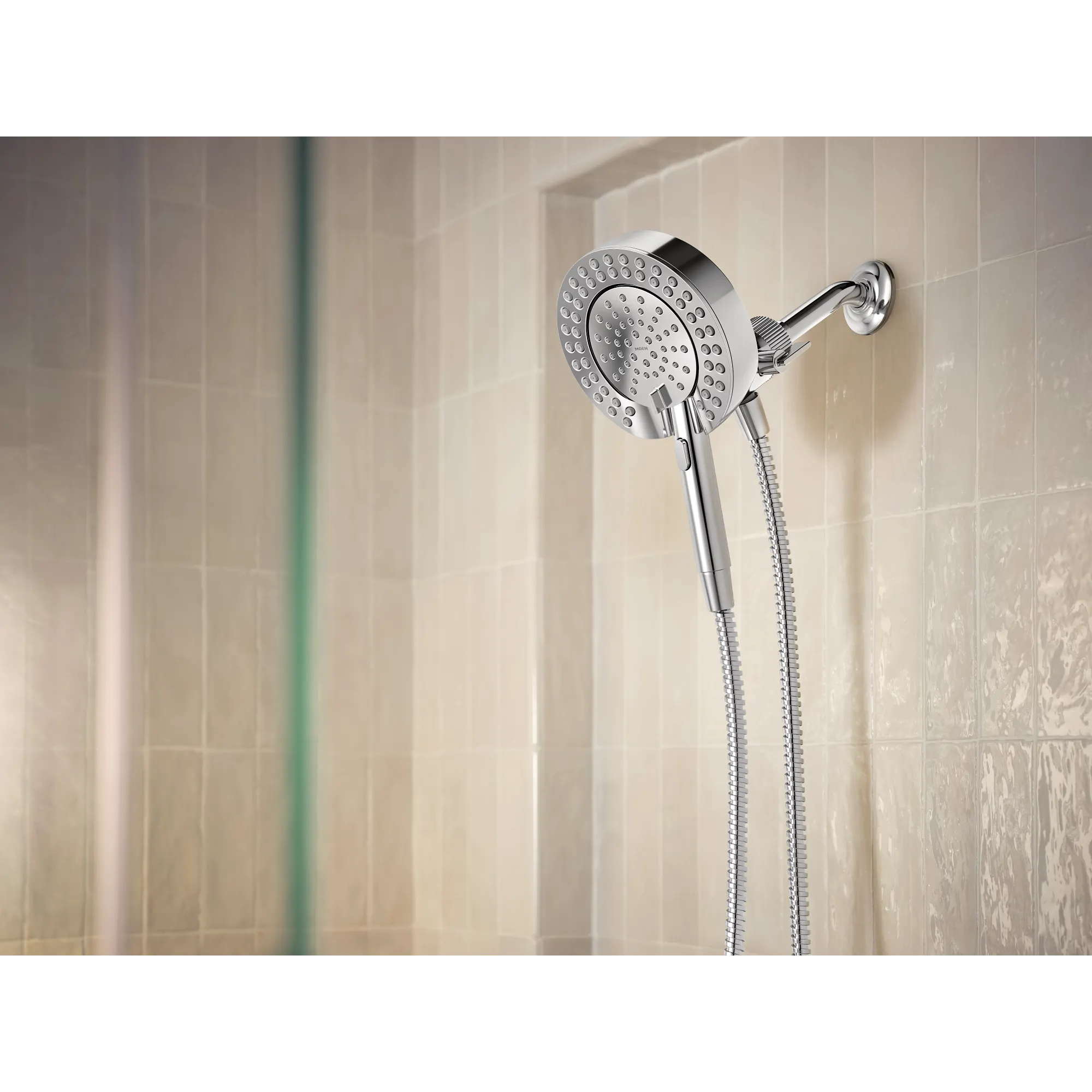 Magnetix Chrome six-function 6-1/2" diameter spray head standard with handshower - Image 3
