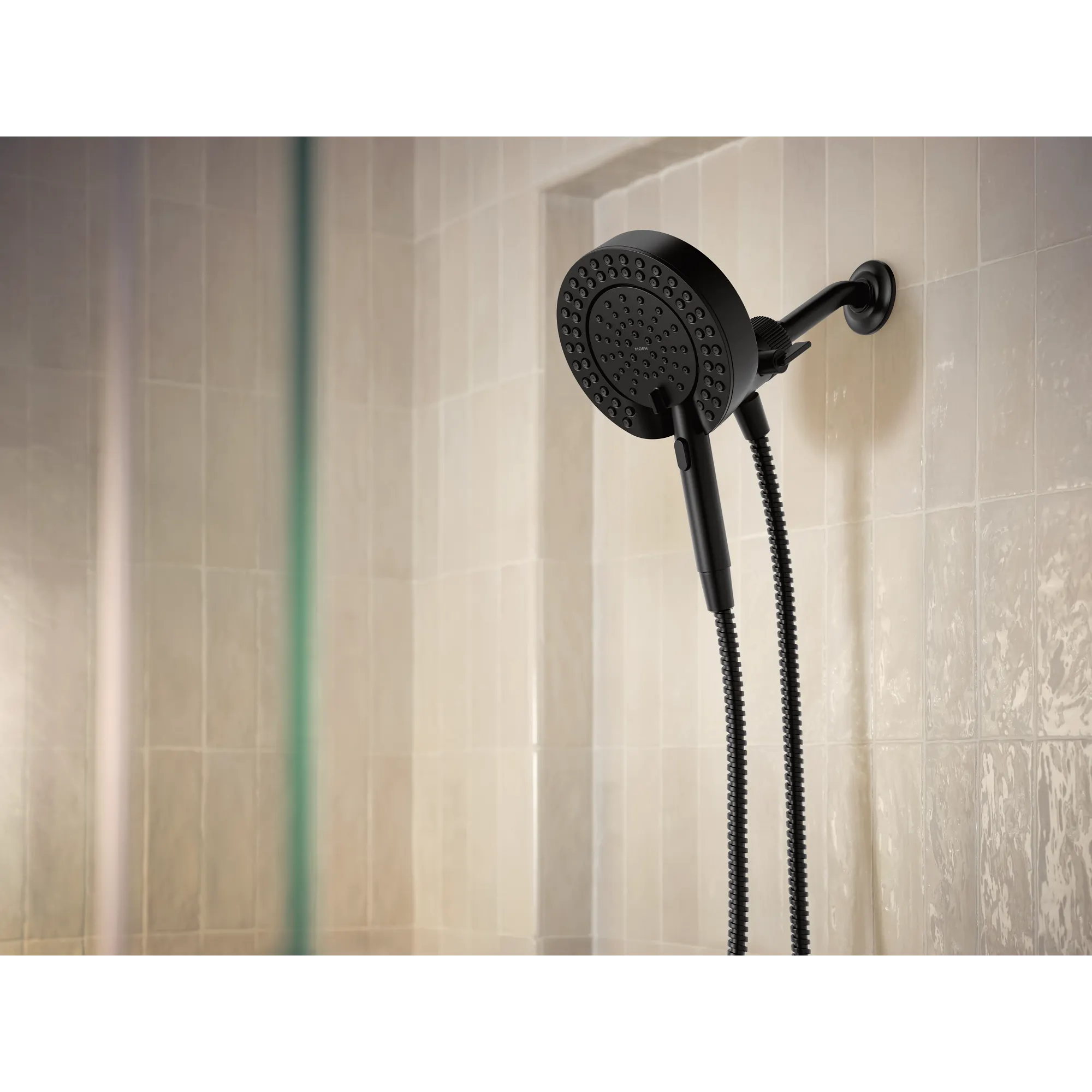 Magnetix Matte black six-function 6-1/2" diameter spray head standard with handshower - Image 5