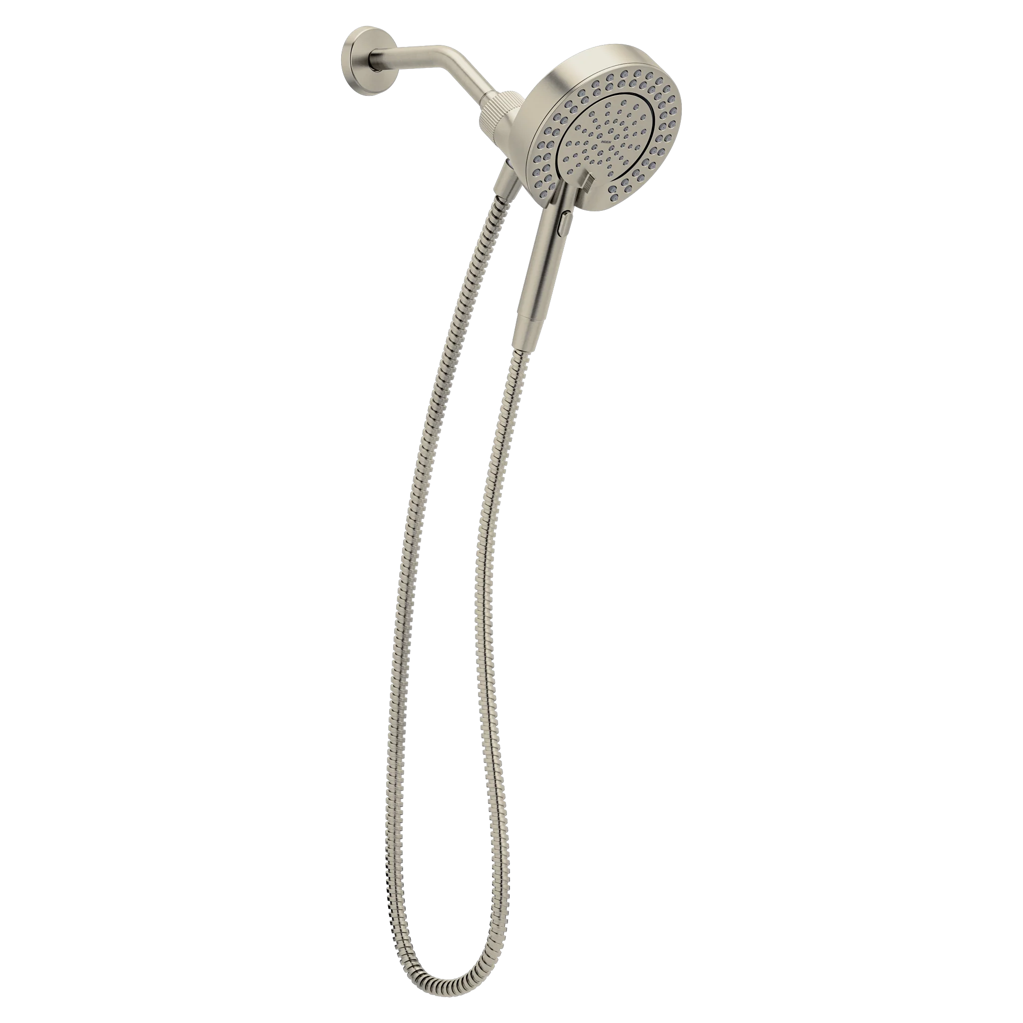 Magnetix Brushed nickel six-function 6-1/2" diameter spray head standard with handshower