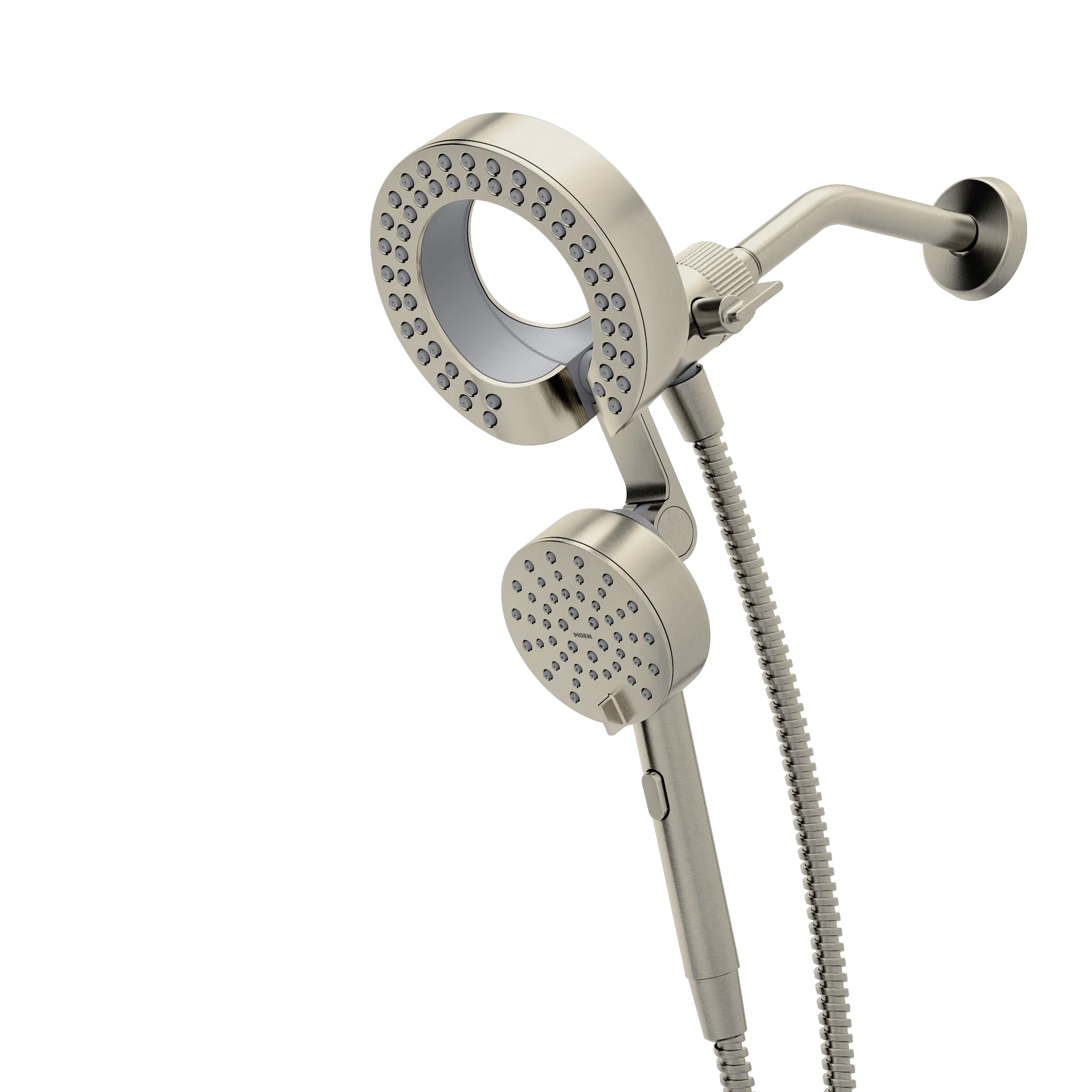 Magnetix Brushed nickel six-function 6-1/2" diameter spray head standard with handshower - Image 4