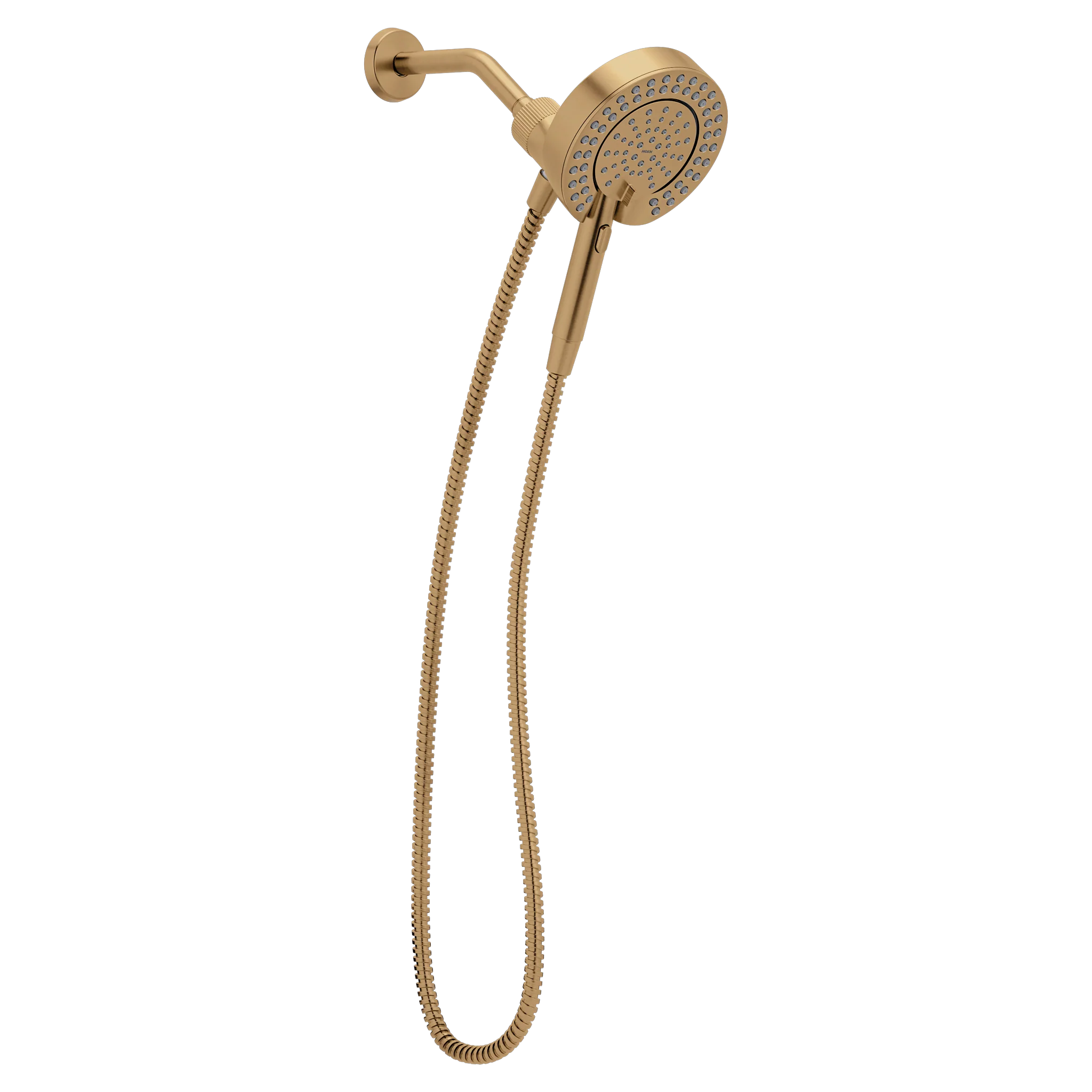 Magnetix Bronzed gold six-function 6-1/2" diameter spray head standard with handshower