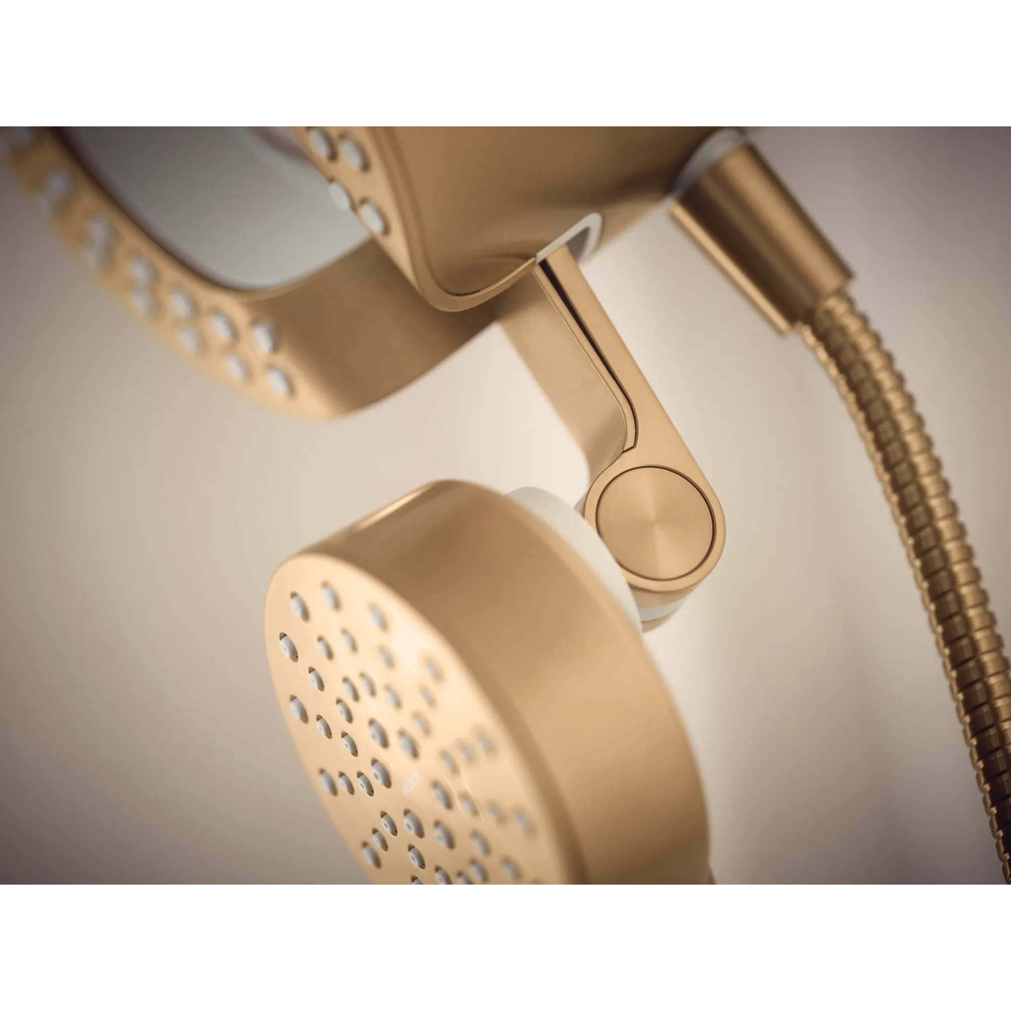 Magnetix Bronzed gold six-function 6-1/2" diameter spray head standard with handshower - Image 4