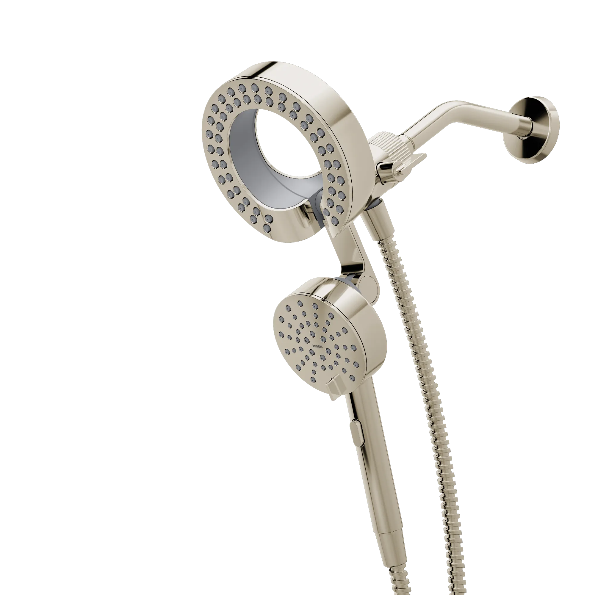Magnetix Polished nickel six-function 6-1/2" diameter spray head standard with handshower - Image 4