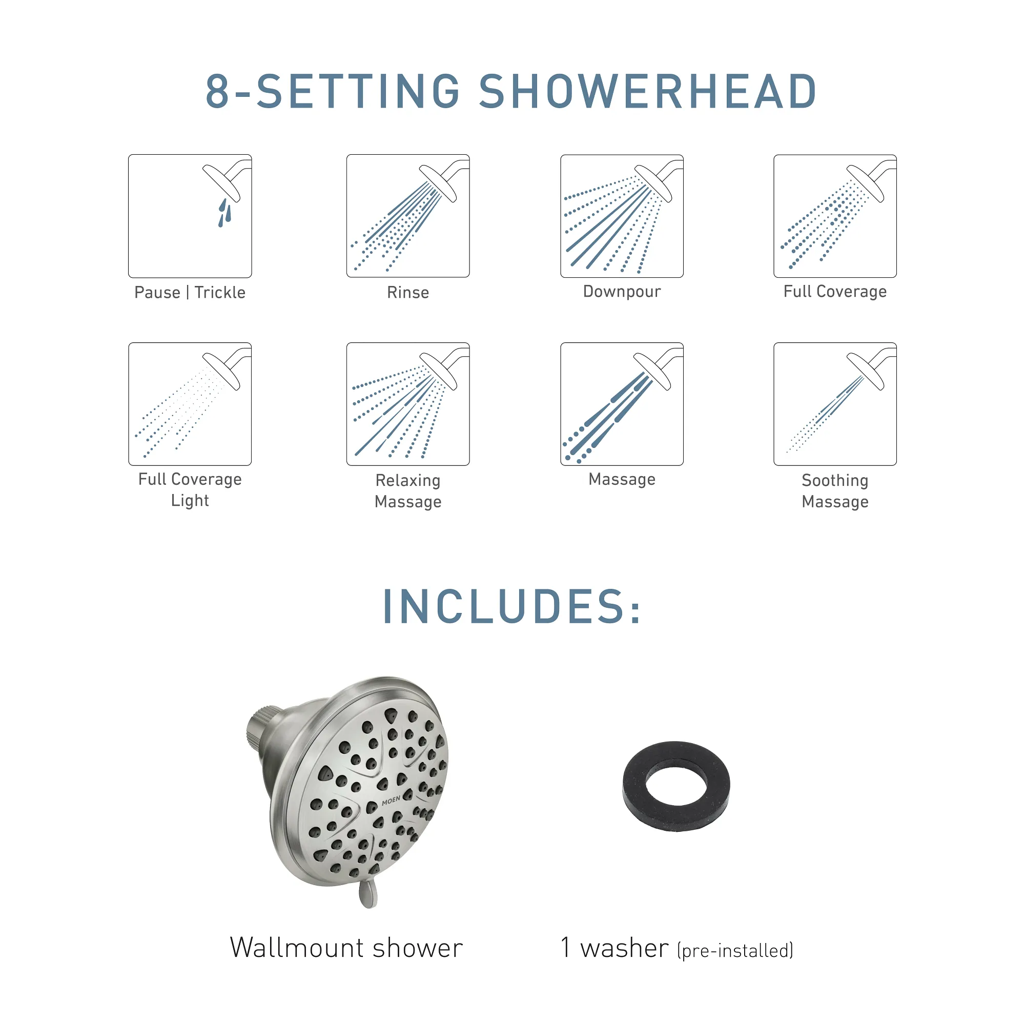Attune Eight-function 4" Diameter Spray Head Wallmount - Image 16