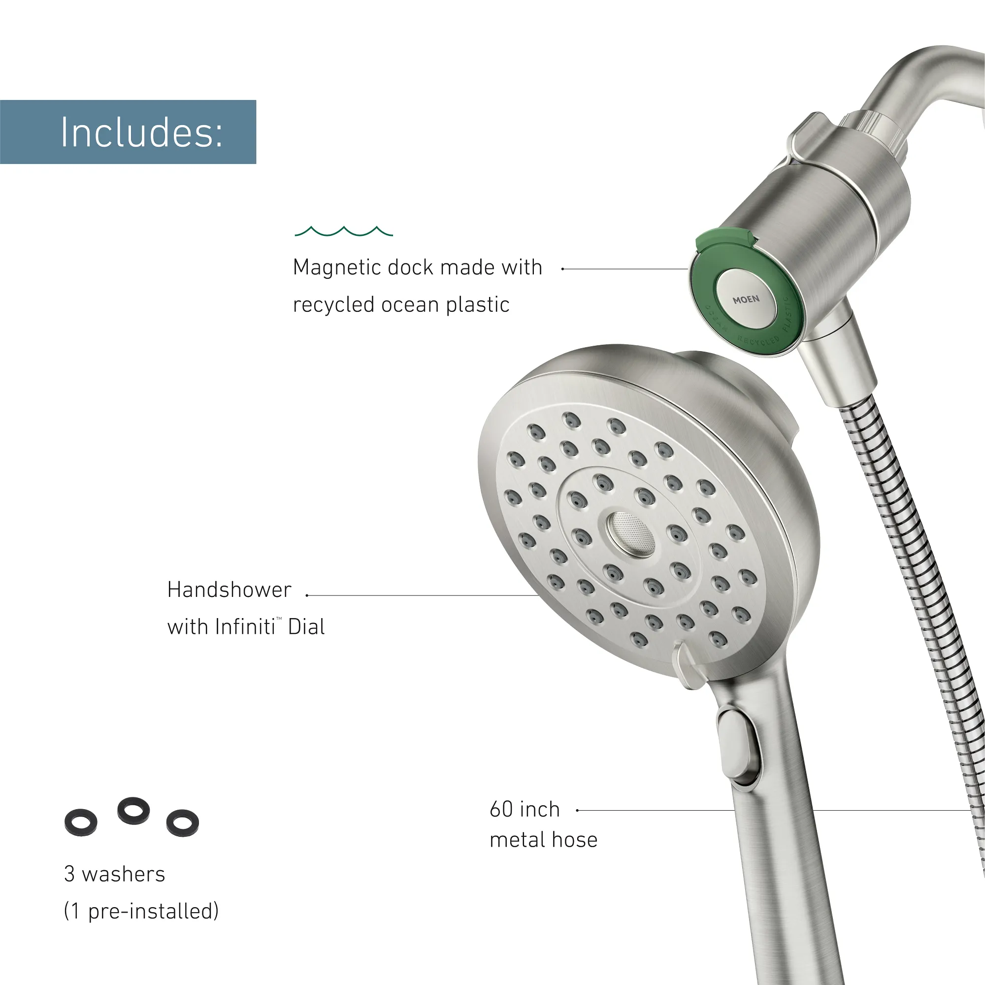 Verso 5" Eco-Performance Handheld Shower with Infiniti Dial - Image 21