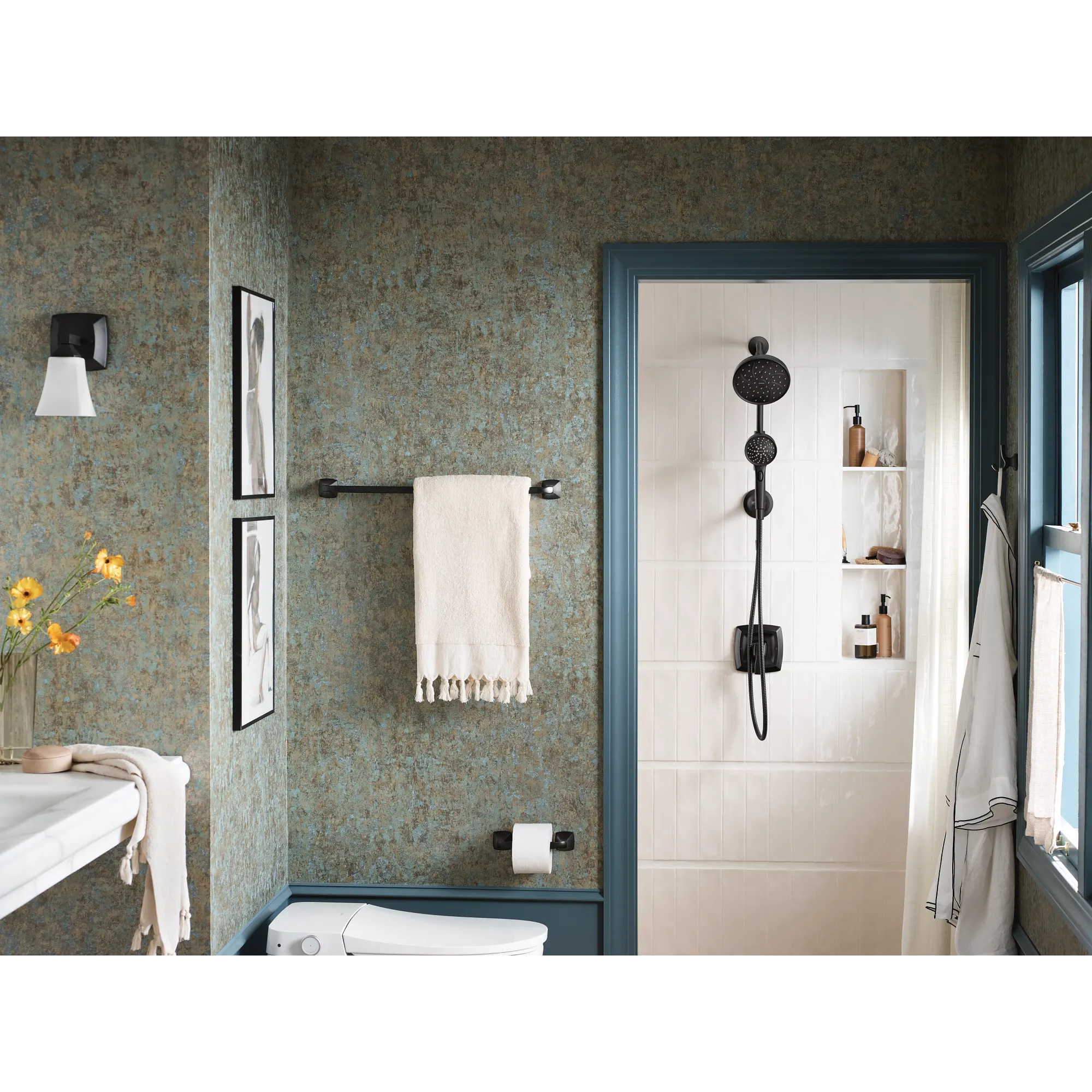 Attract Chrome six-function 3.75" diameter spray head standard with handshower - Image 10