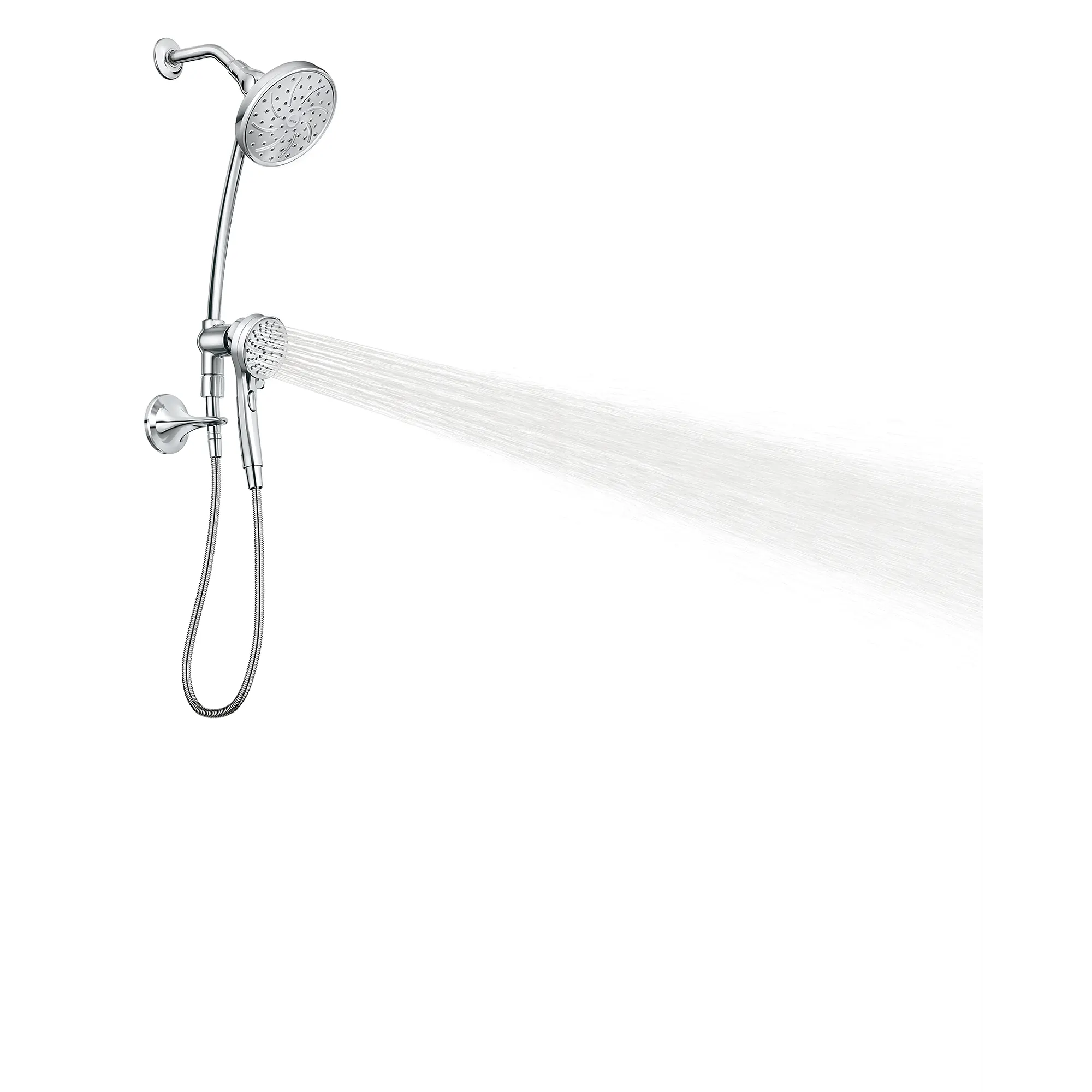 Attract Chrome six-function 3.75" diameter spray head standard with handshower - Image 6