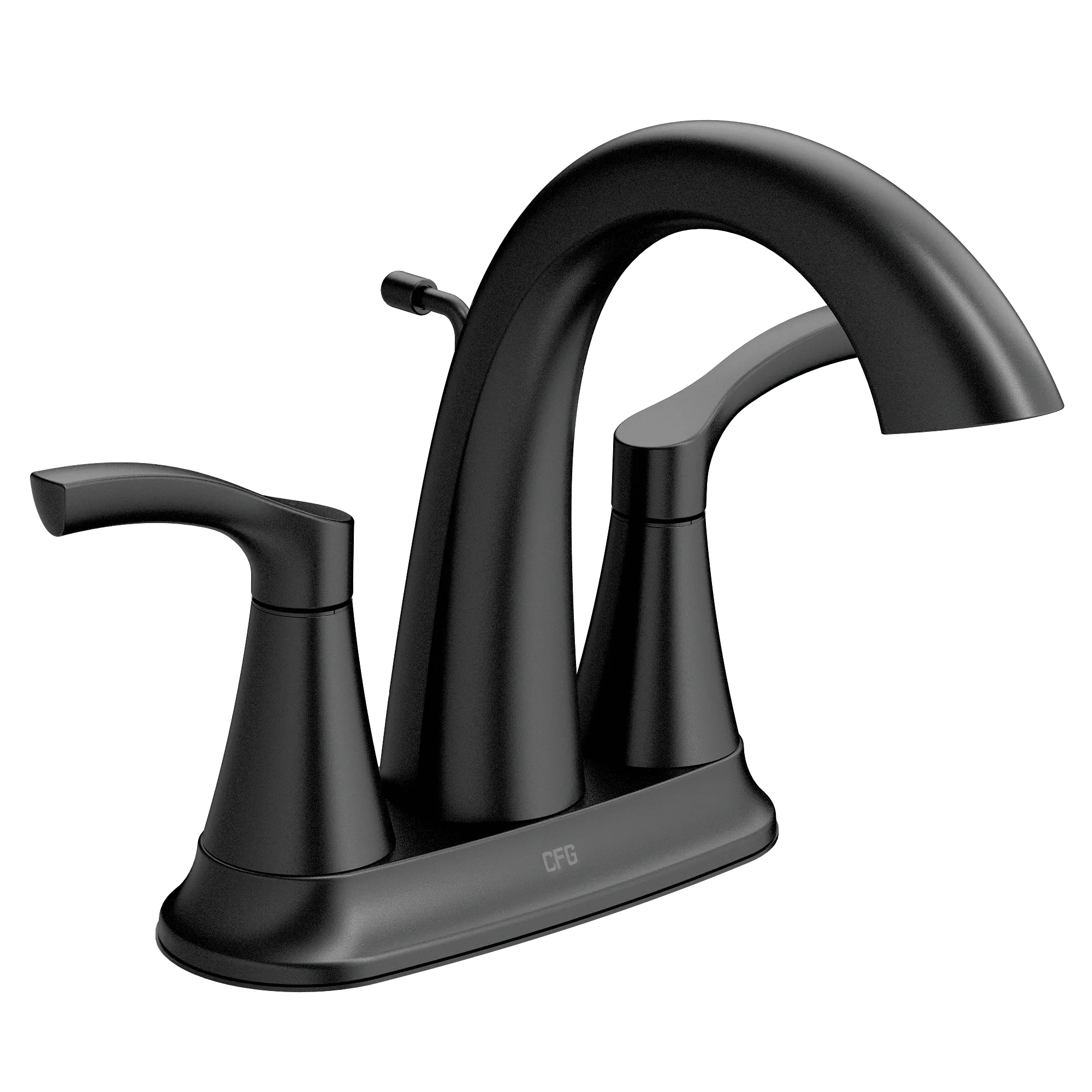 Ash Matte black two-handle high arc bathroom faucet - Image 2