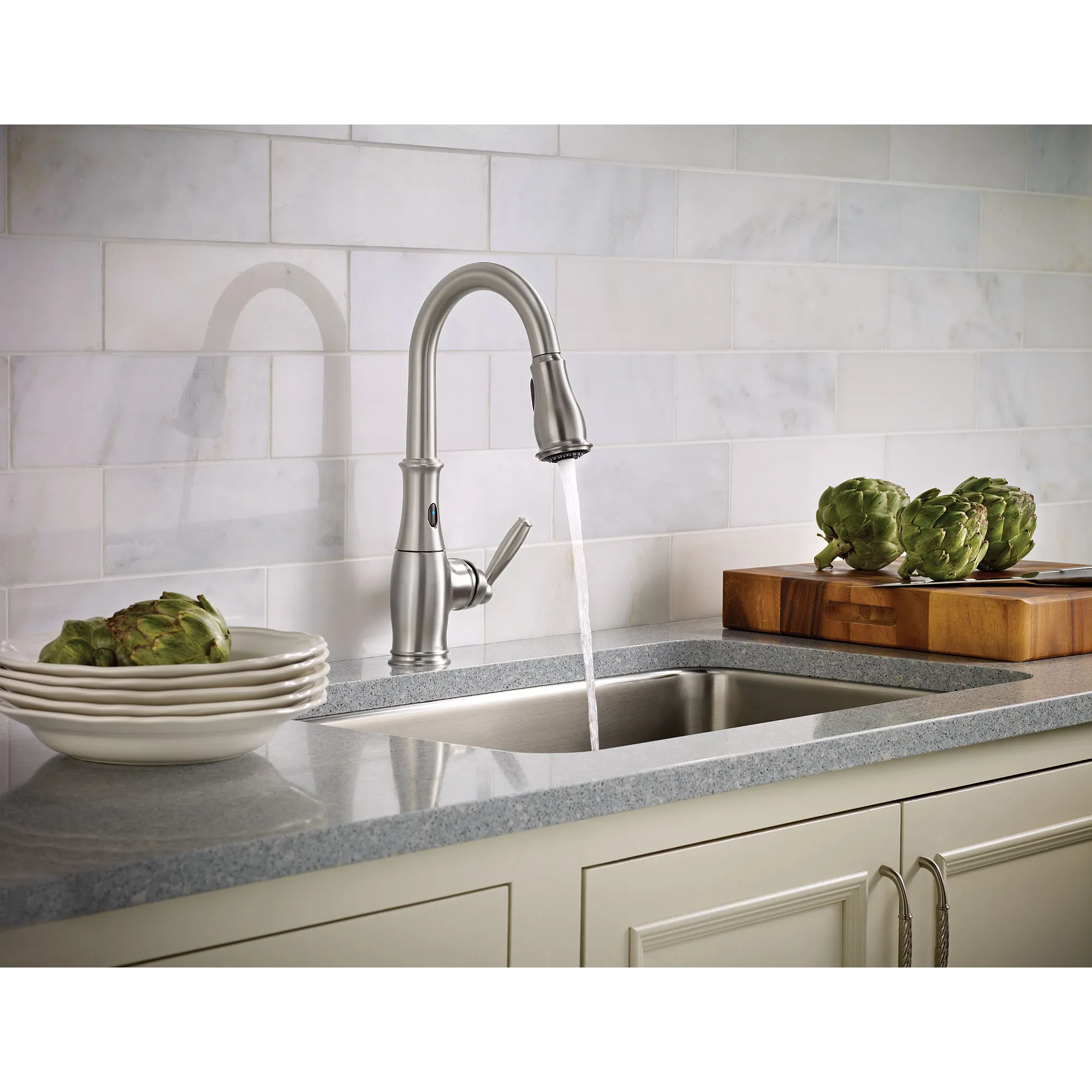 Brantford Chrome One-Handle High Arc Pulldown Kitchen Faucet - Image 11