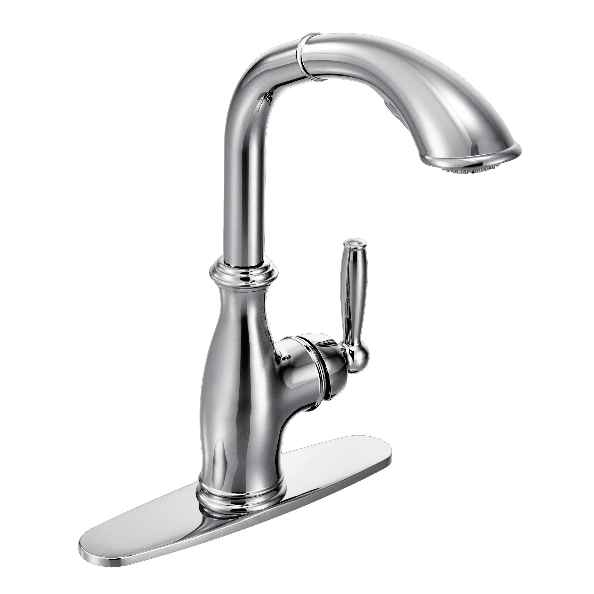Brantford Chrome one-handle high arc pullout kitchen faucet - Image 2