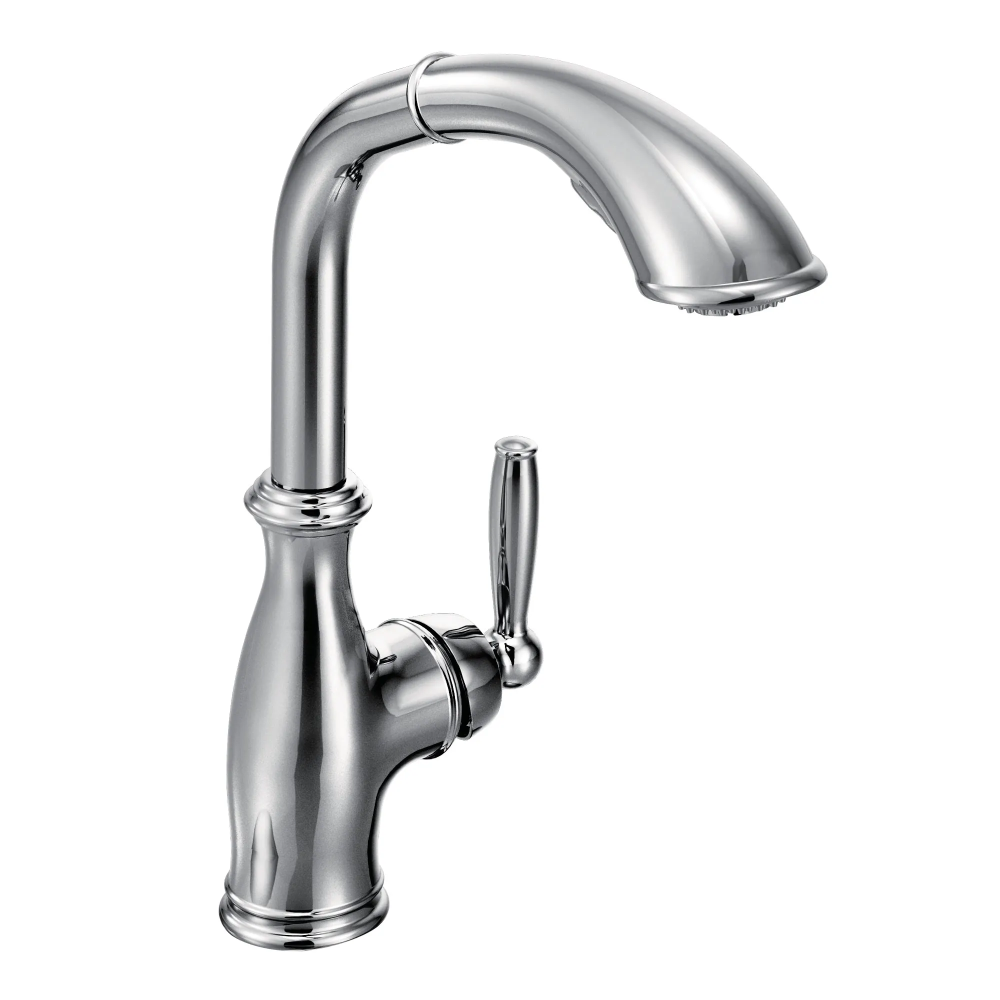 Brantford Chrome one-handle high arc pullout kitchen faucet - Image 3