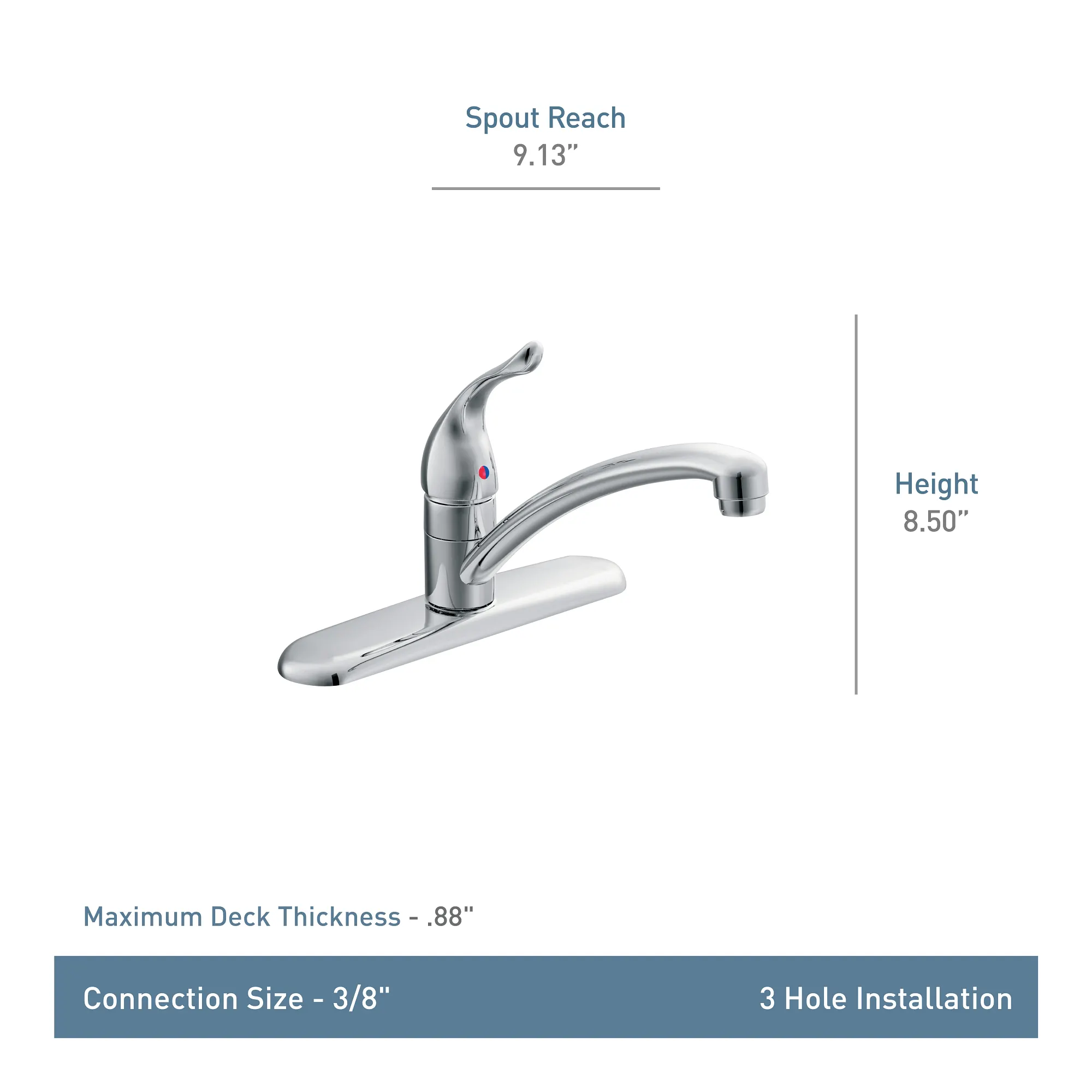Chateau Chrome One-Handle Low Arc Kitchen Faucet - Image 10