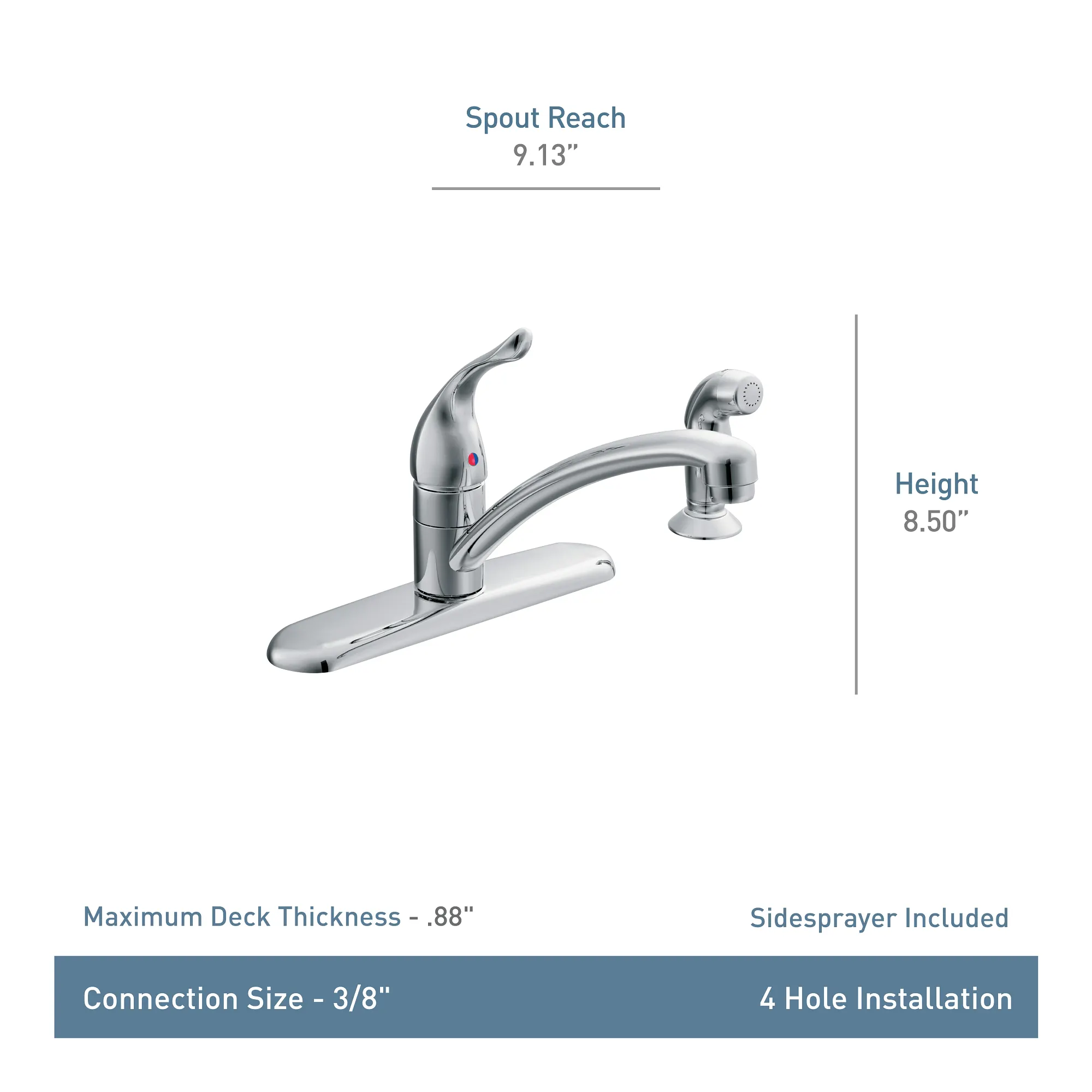 Chateau Chrome One-Handle Low Arc Kitchen Faucet - Image 10