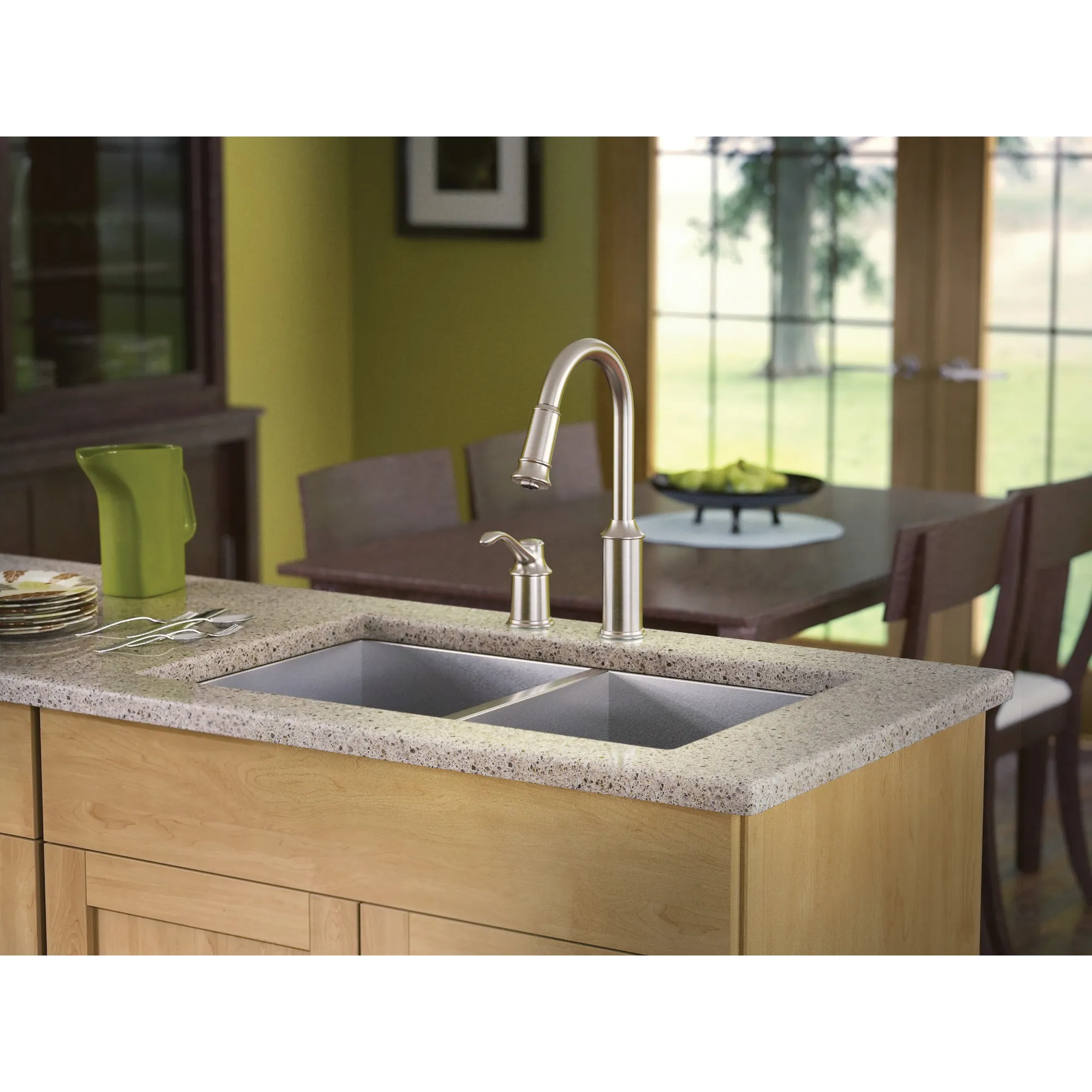 Aberdeen Chrome One-Handle High Arc Pulldown Kitchen Faucet - Image 20
