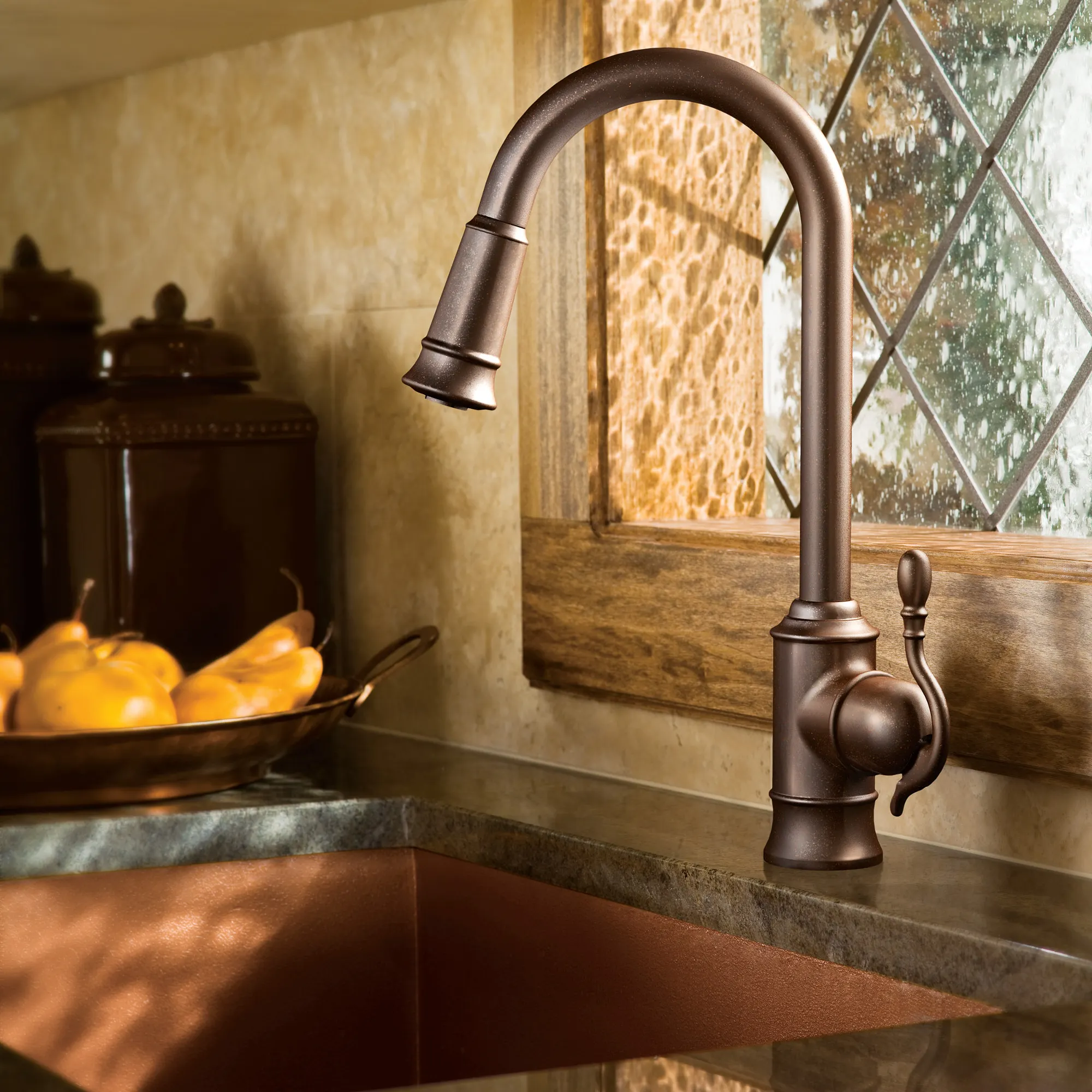 Woodmere Chrome One-Handle High Arc Pulldown Kitchen Faucet - Image 6