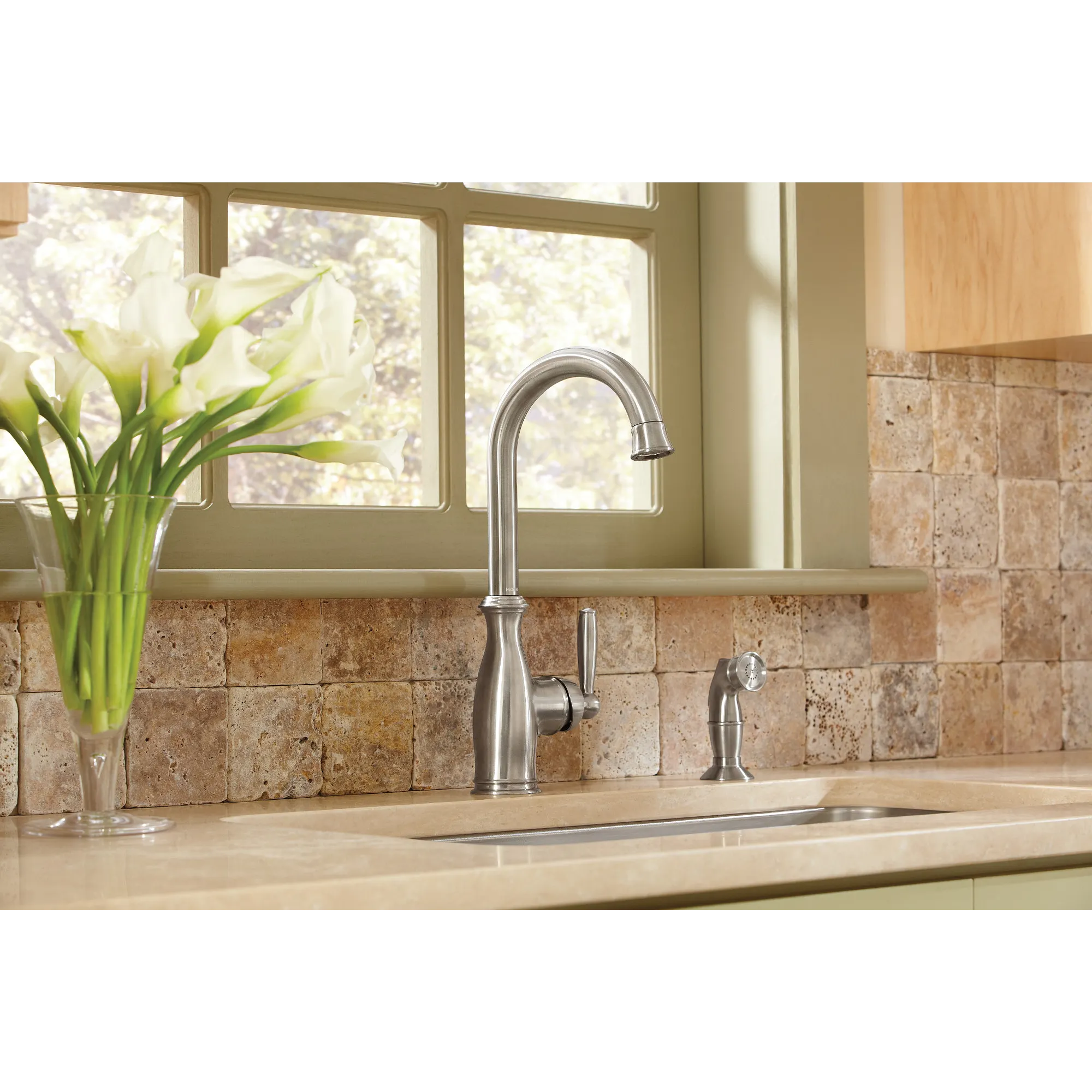 Brantford Chrome one-handle high arc kitchen faucet - Image 6