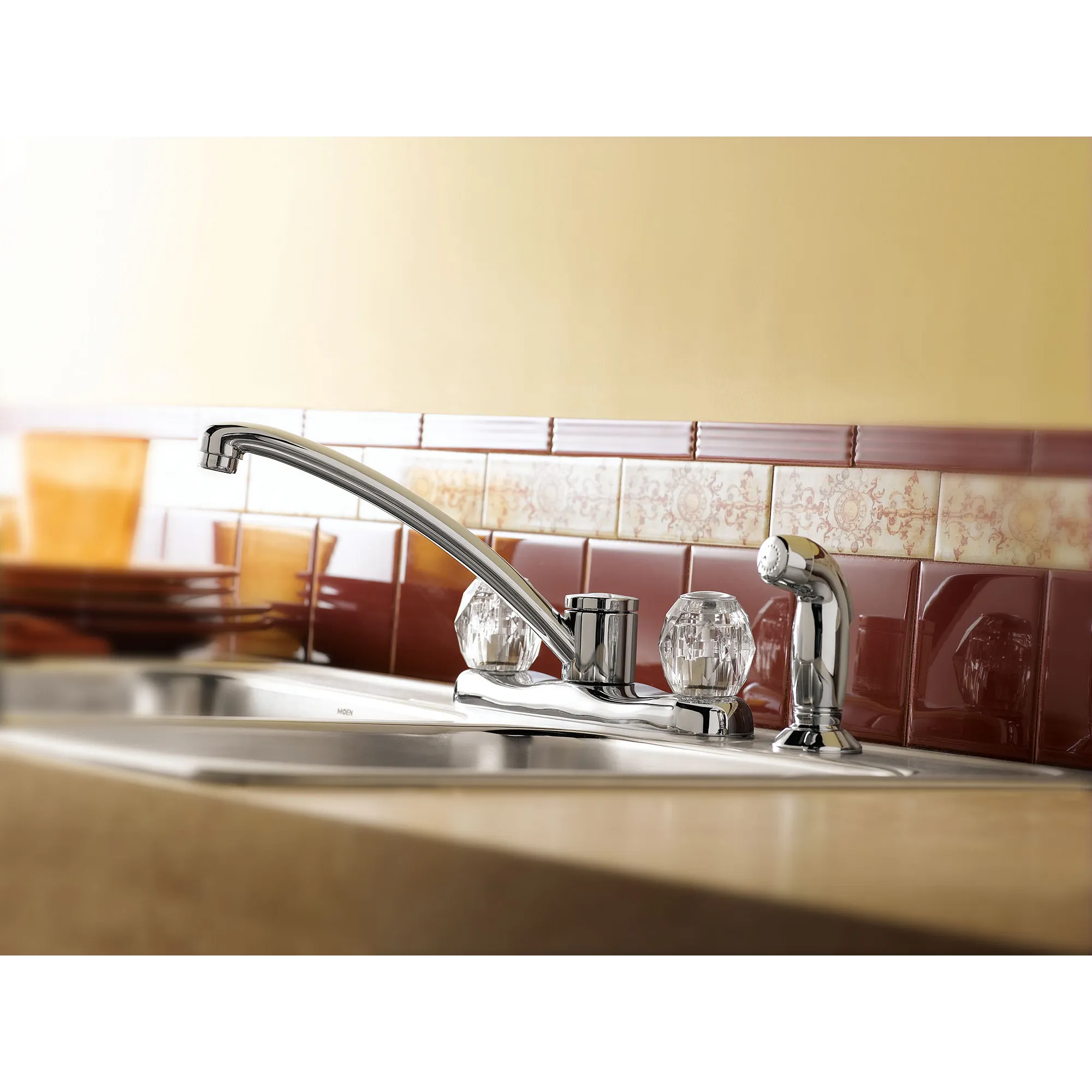 Chateau Chrome Two-Handle Low Arc Kitchen Faucet - Image 2