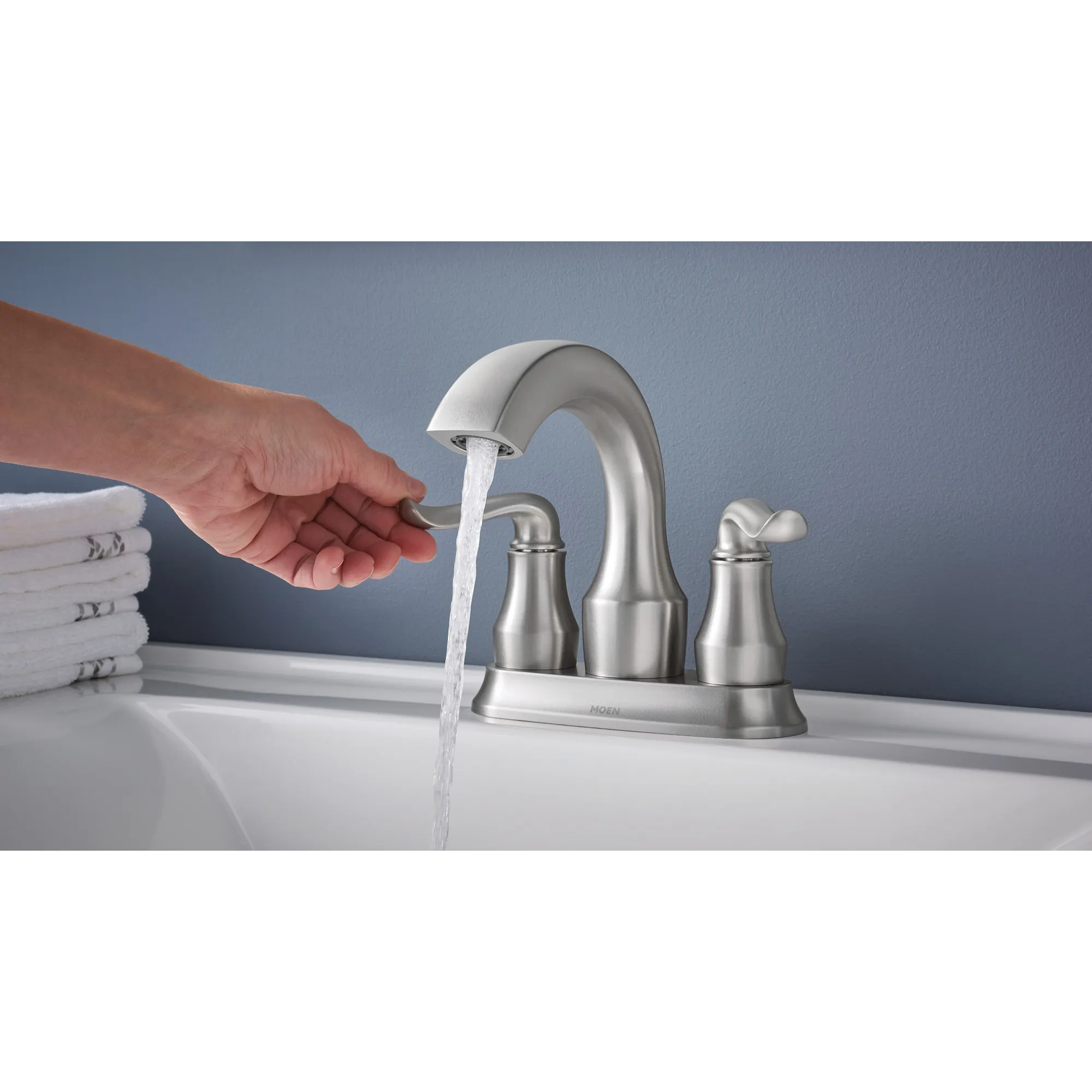 Hamden Spot Resist Brushed Nickel Two-Handle High Arc Bathroom Faucet - Image 2