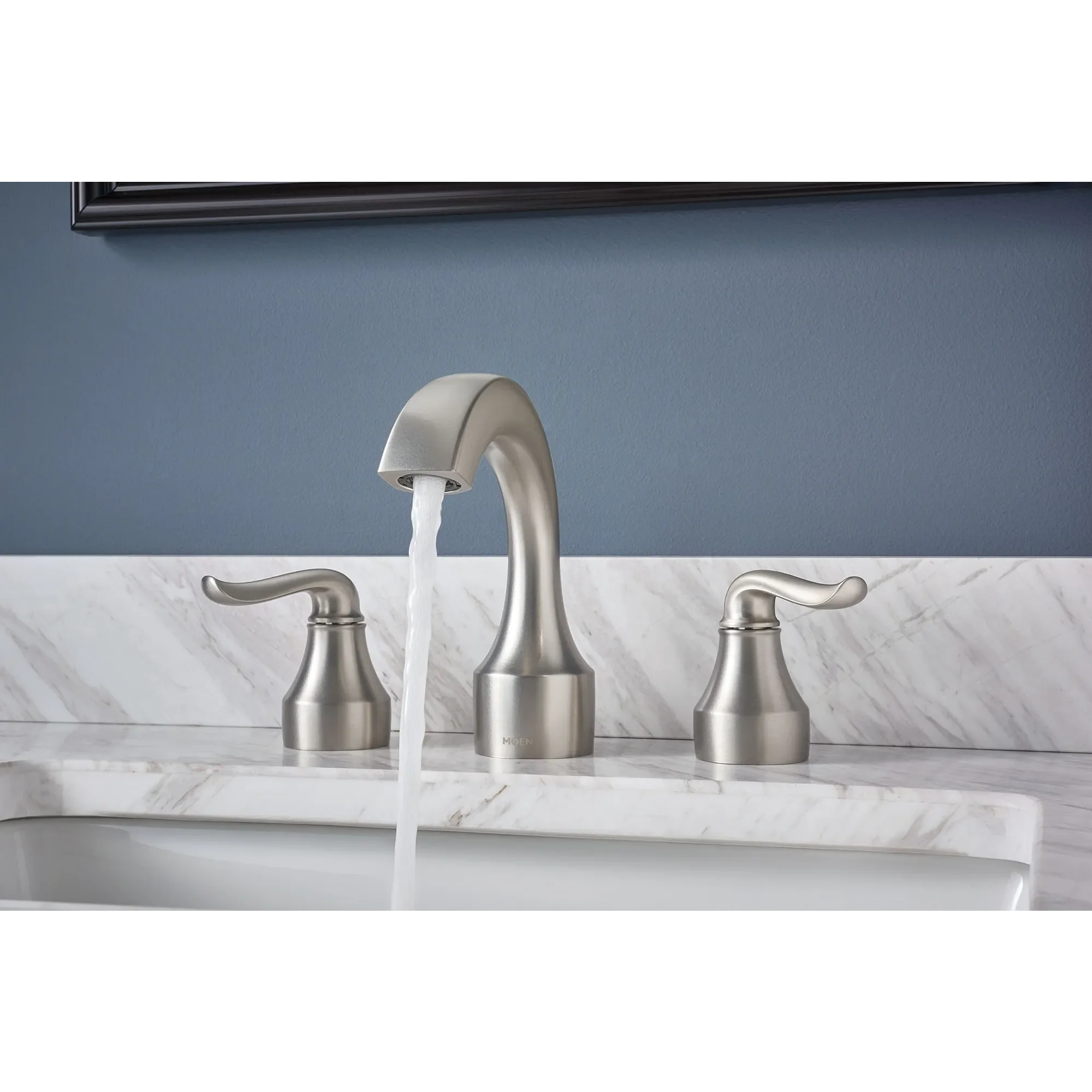 Hamden Spot Resist Brushed Nickel Two-Handle High Arc Bathroom Faucet - Image 2