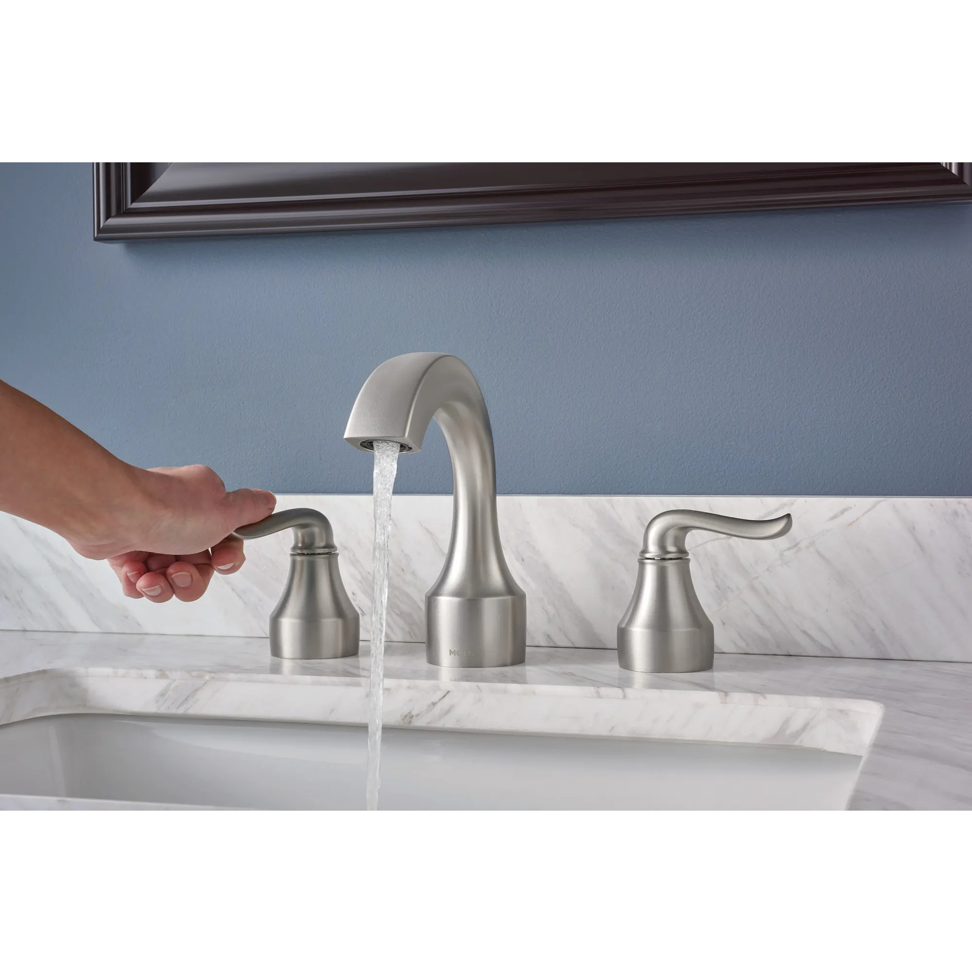 Hamden Spot Resist Brushed Nickel Two-Handle High Arc Bathroom Faucet - Image 8