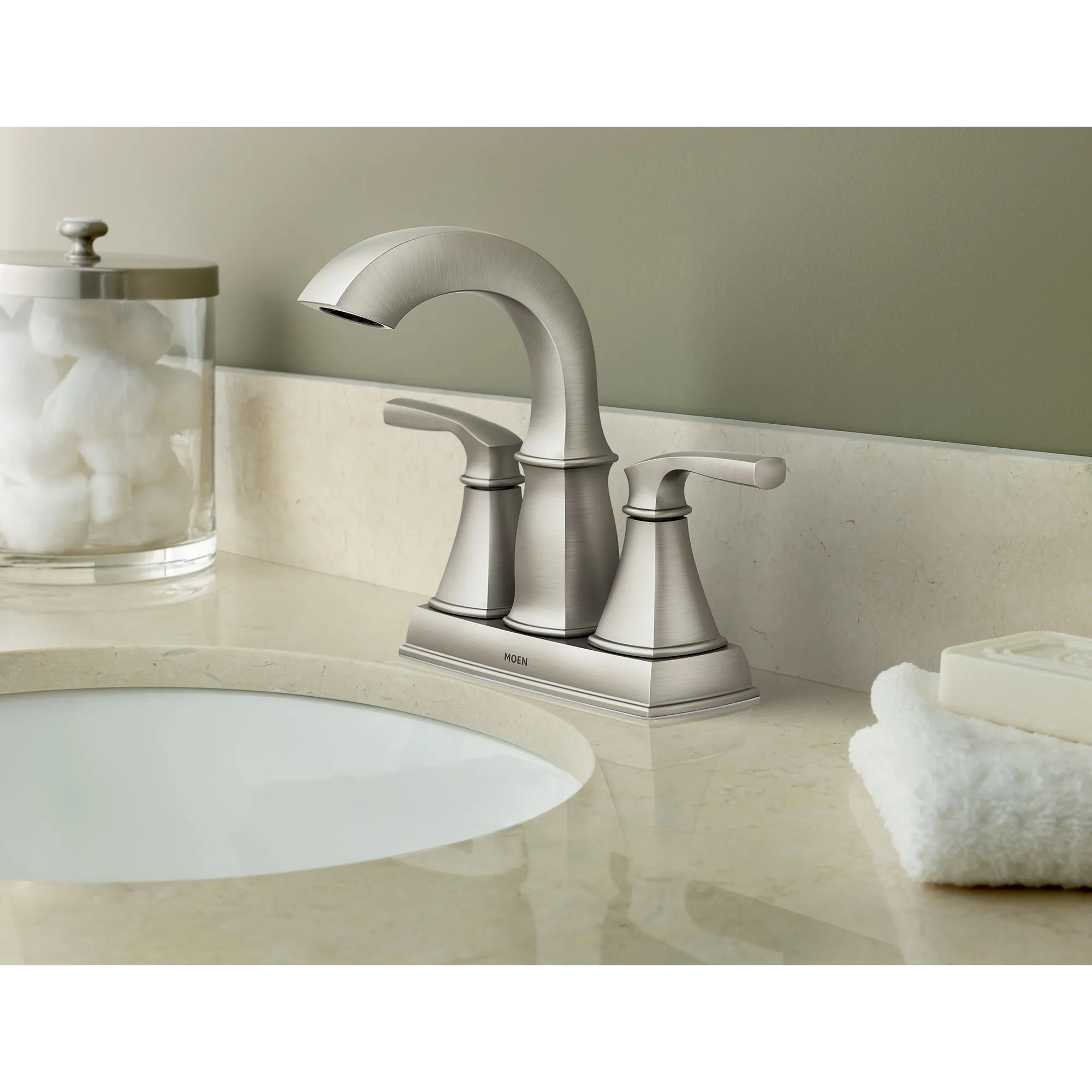 Hensley Spot Resist Stainless Two-Handle High Arc Bathroom Faucet - Image 5