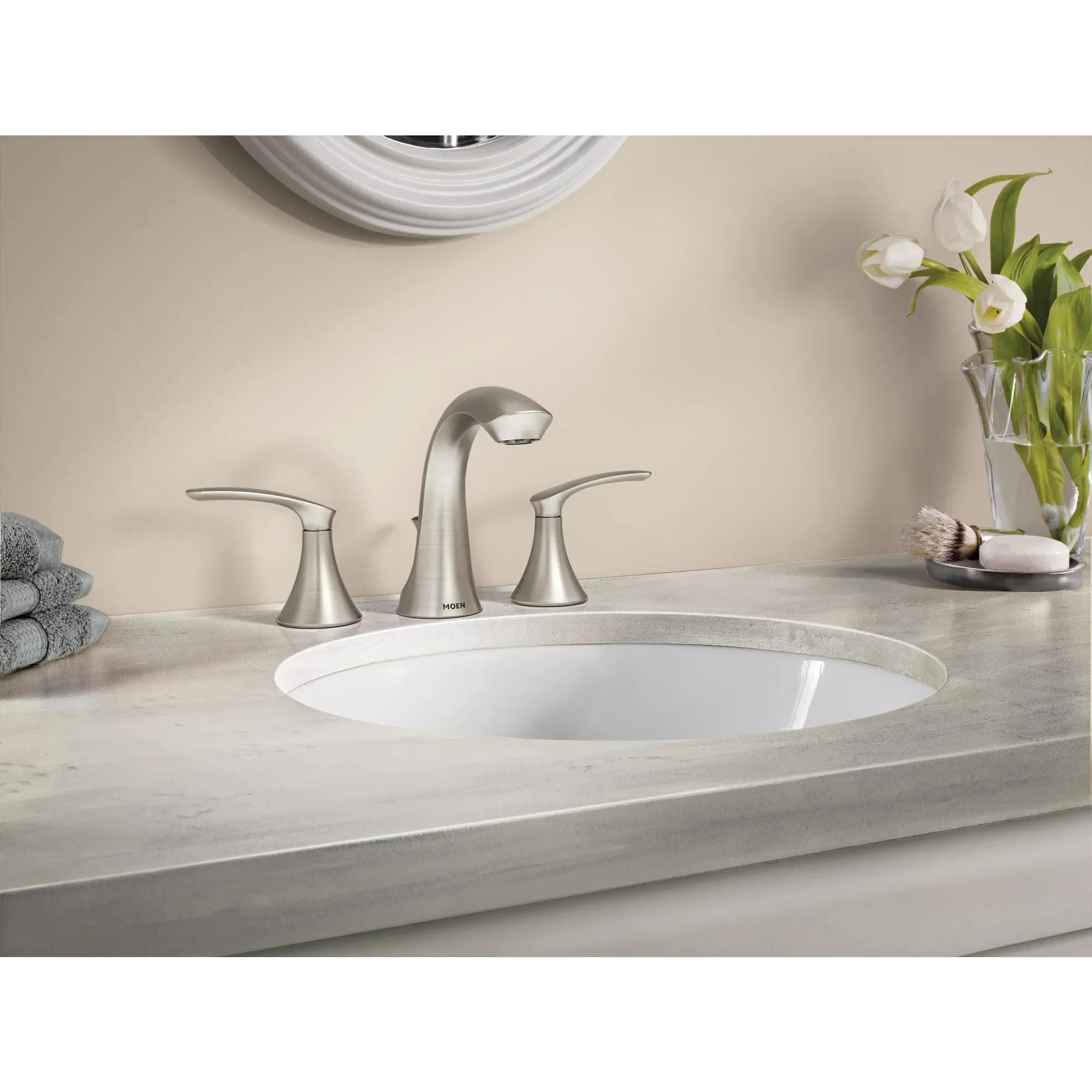Darcy Chrome two-handle high arc bathroom faucet - Image 2
