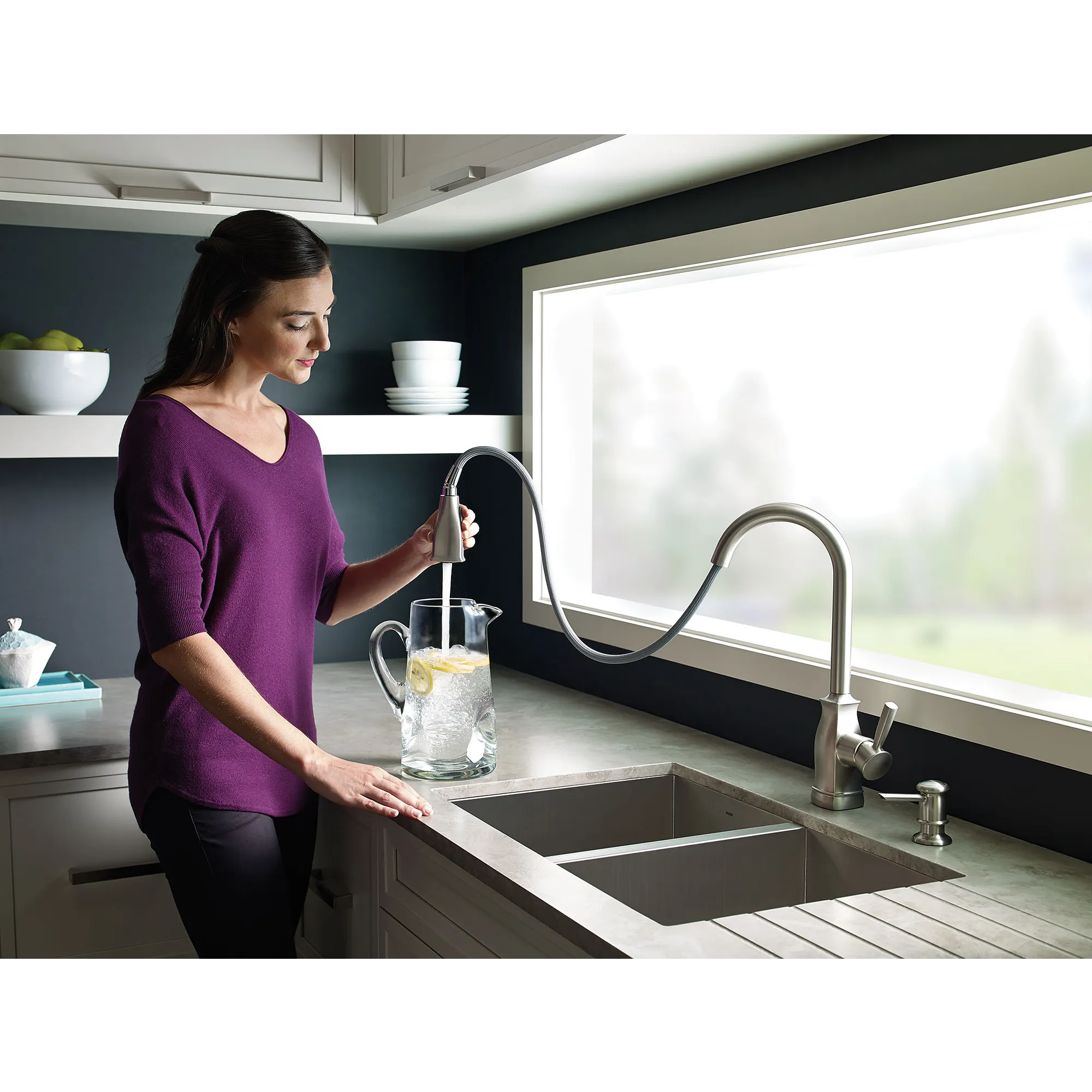 Hensley Mediterranean Bronze (MB) One-Handle High Arc Pulldown Kitchen Faucet - Image 4
