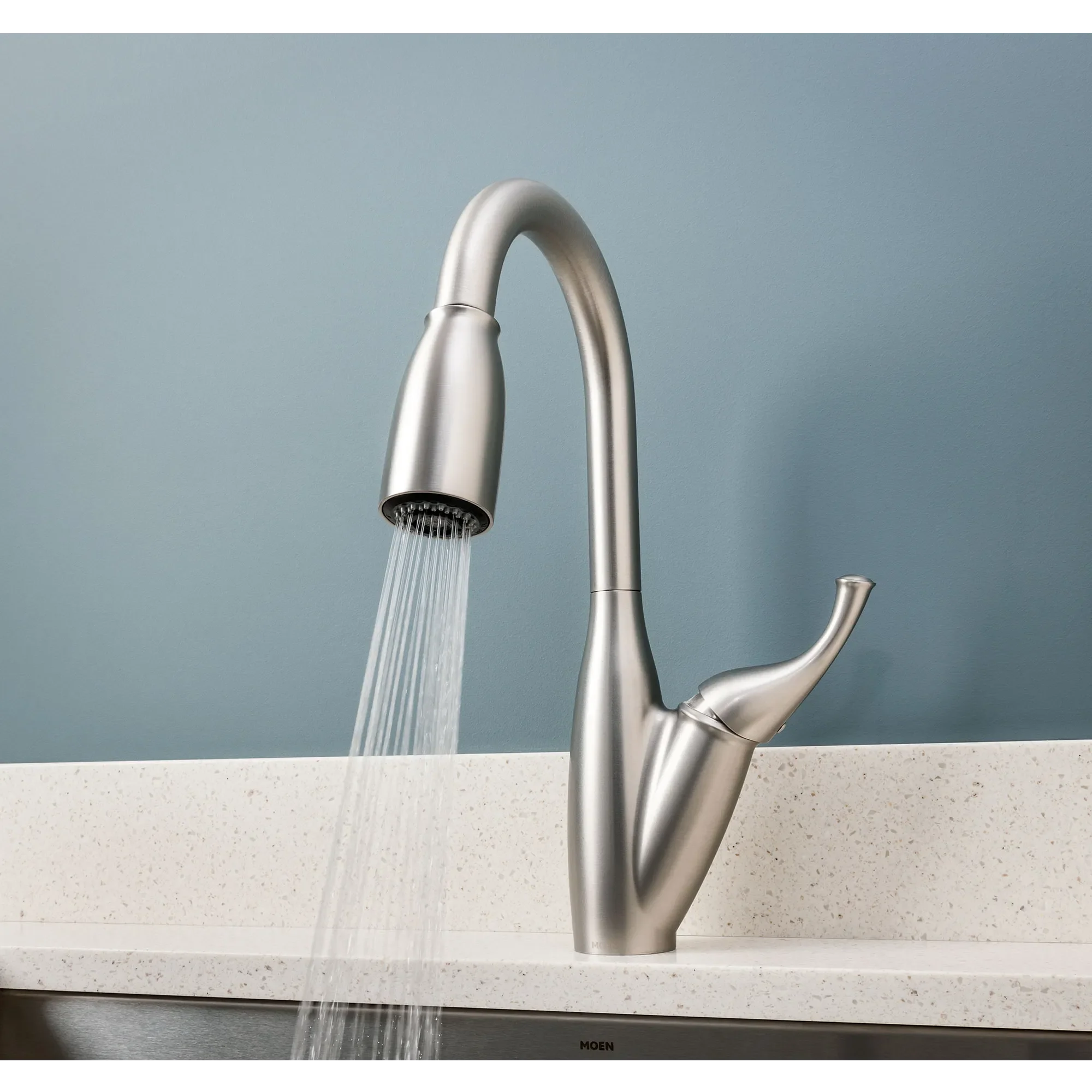 Mediterranean bronze one-handle high arc pulldown kitchen faucet - Image 15
