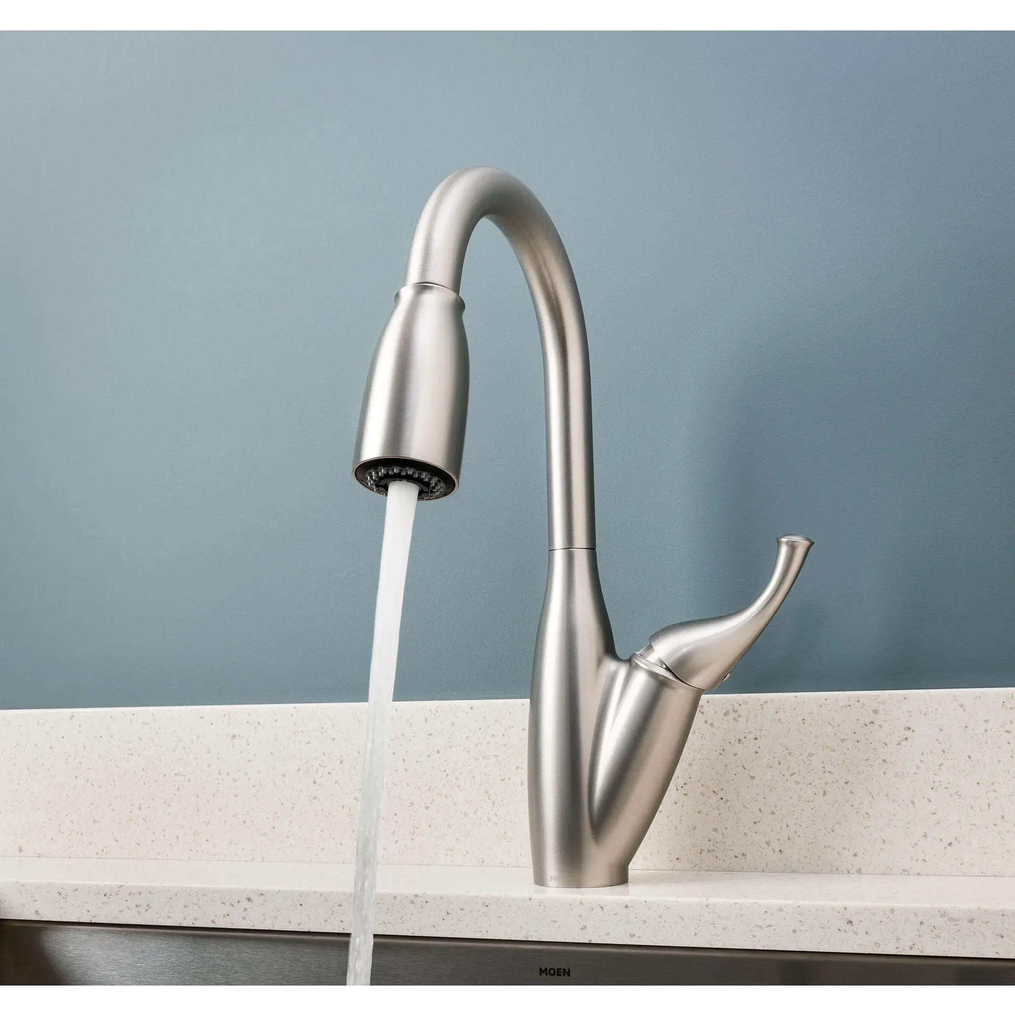Mediterranean bronze one-handle high arc pulldown kitchen faucet - Image 6