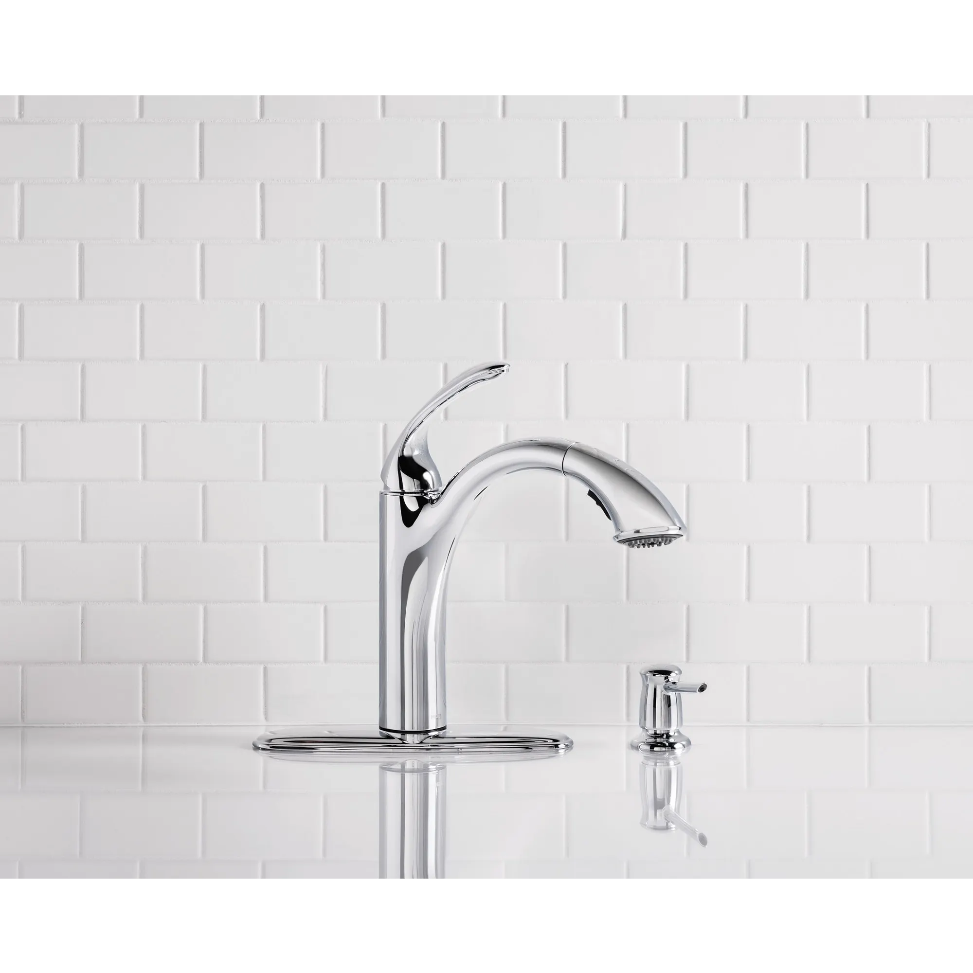 Kinzel Chrome one-handle low arc pullout kitchen faucet - Image 26