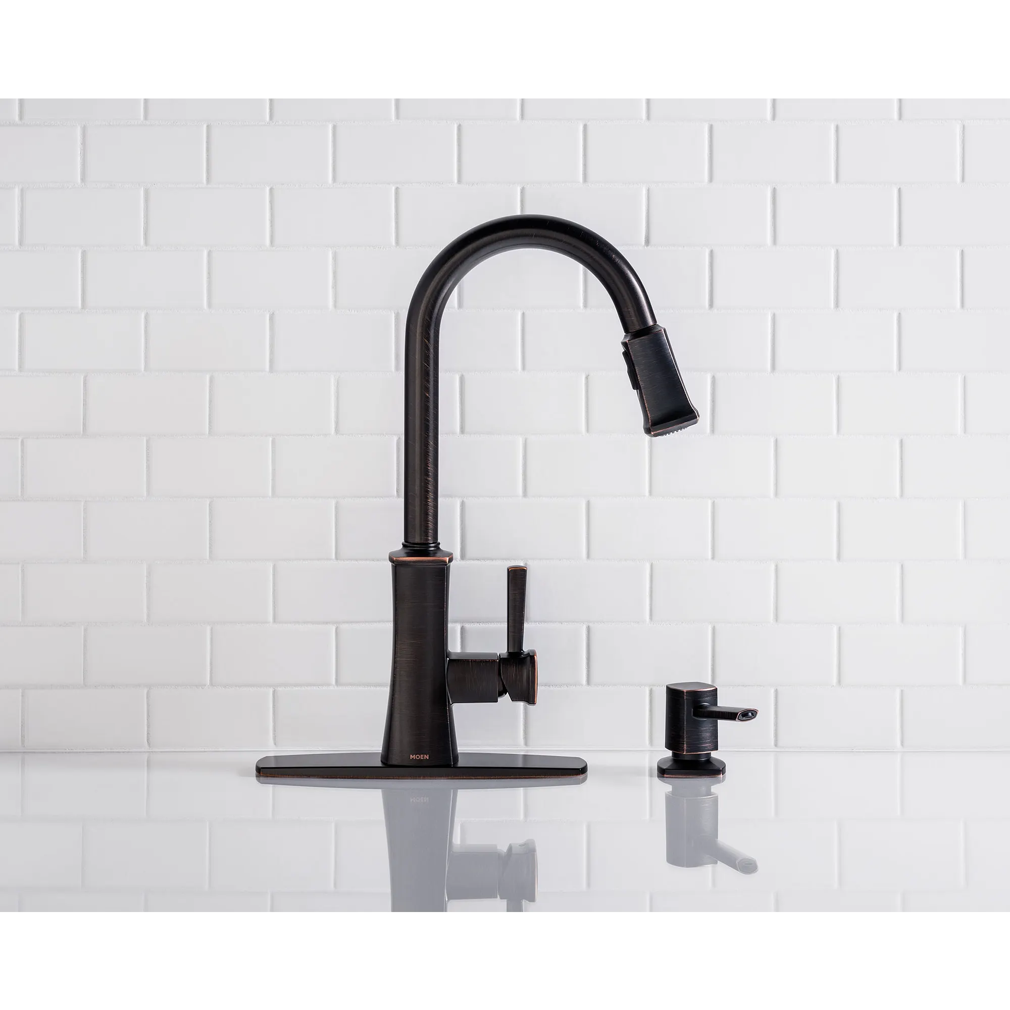 Bridgestone Mediterranean bronze one-handle high arc pulldown kitchen faucet - Image 12