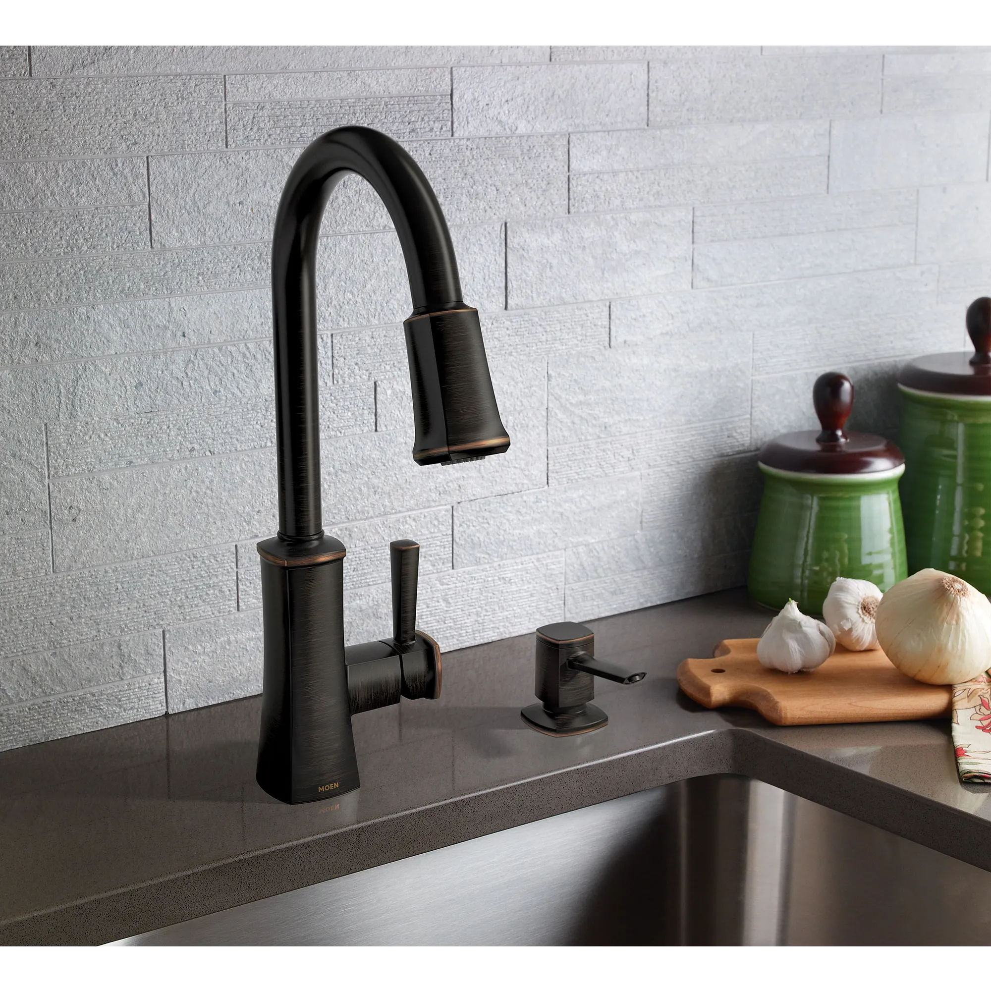 Bridgestone Mediterranean bronze one-handle high arc pulldown kitchen faucet - Image 15