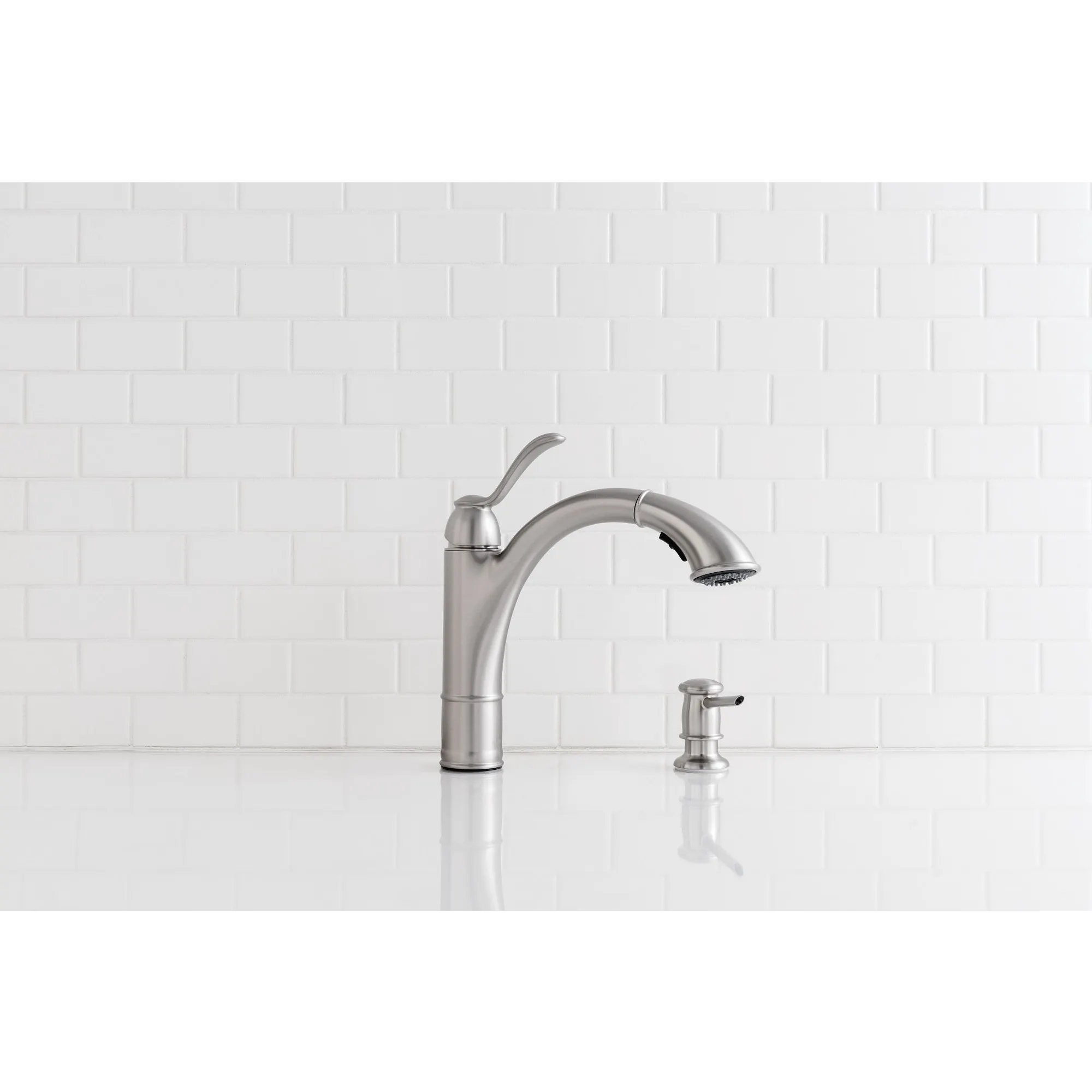Walden Chrome One-Handle Low Arc Pullout Kitchen Faucet - Image 5