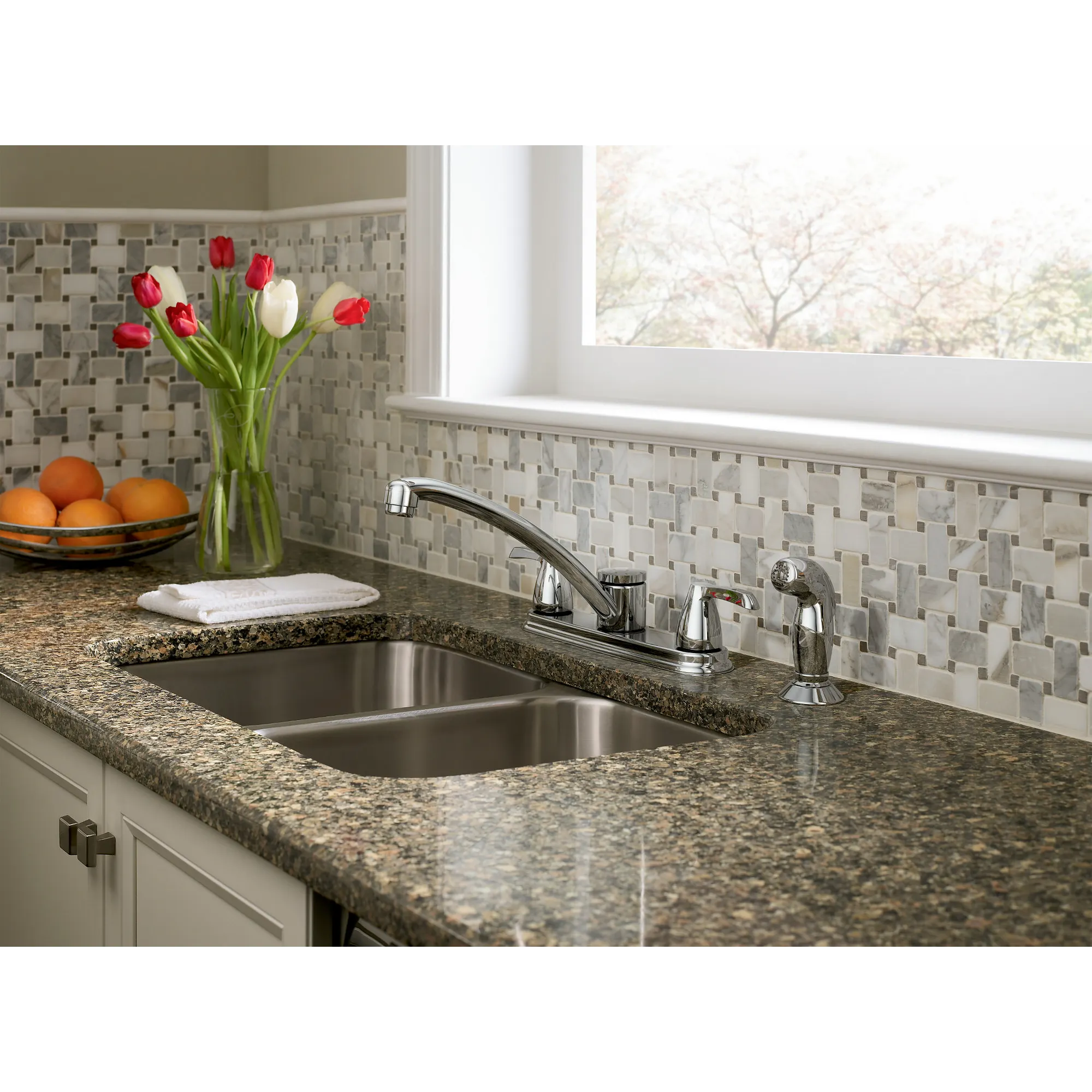 Adler Two-handle Low Arc Kitchen Faucet With Optional Knob Or Lever Handles - Image 3