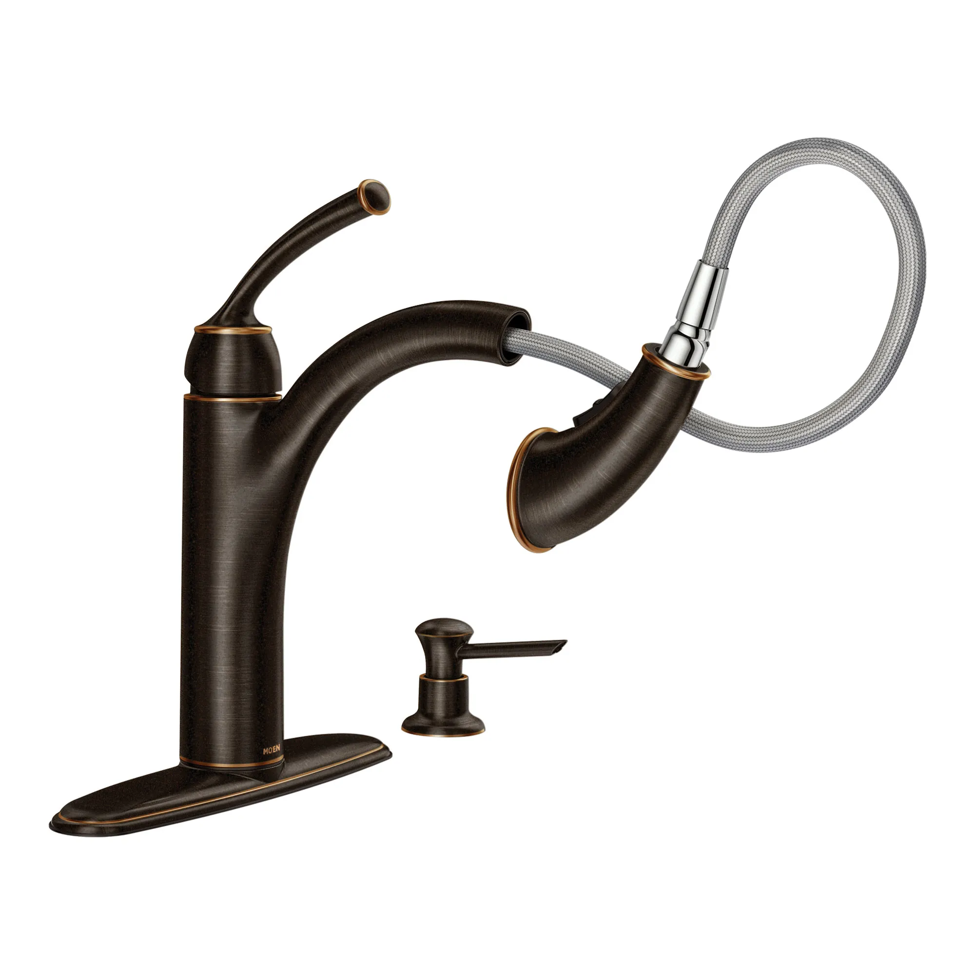 Sullivan Mediterranean Bronze One-Handle Pullout Kitchen Faucet - Image 4