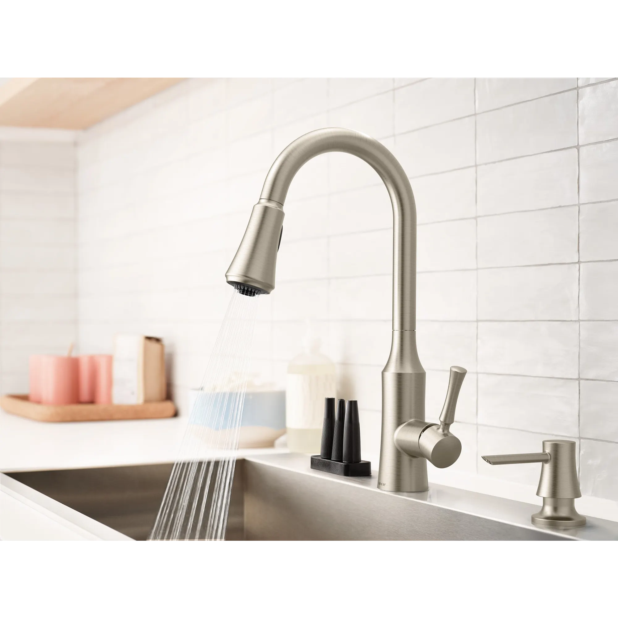 Venango Chrome One-Handle High Arc Pulldown Kitchen Faucet - Image 22