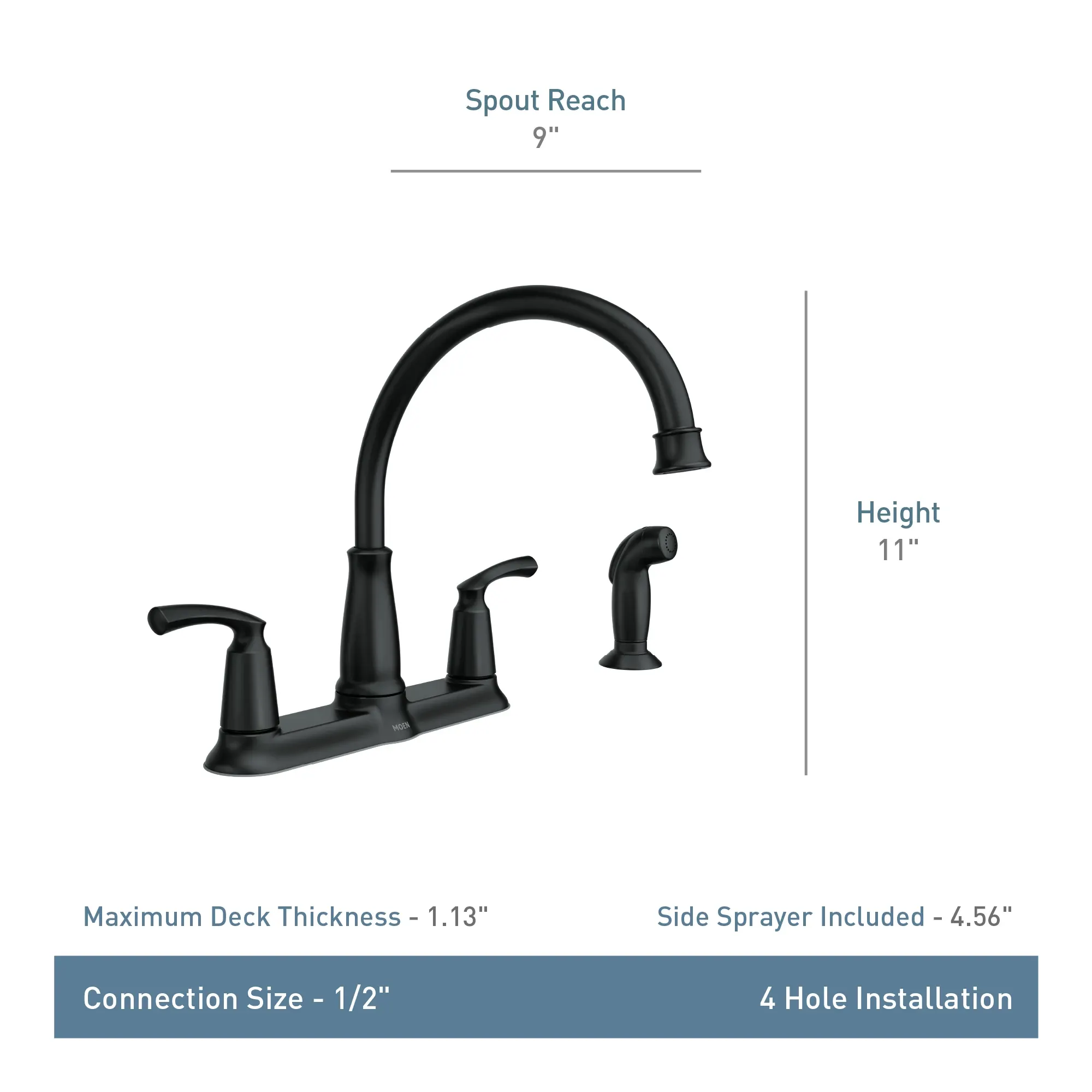 Bexley Matte black two-handle high arc kitchen faucet - Image 9