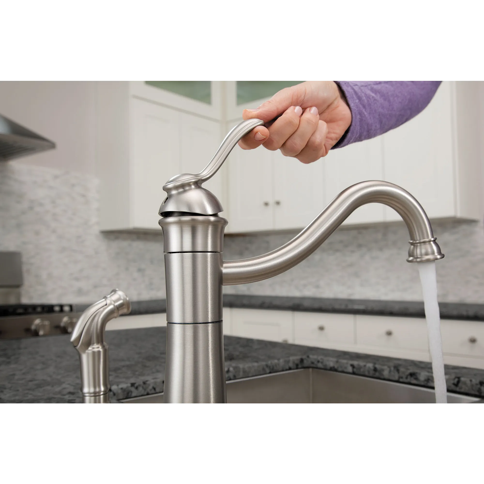 Walden Spot Resist Stainless (MB) One-Handle High Arc Kitchen Faucet - Image 4