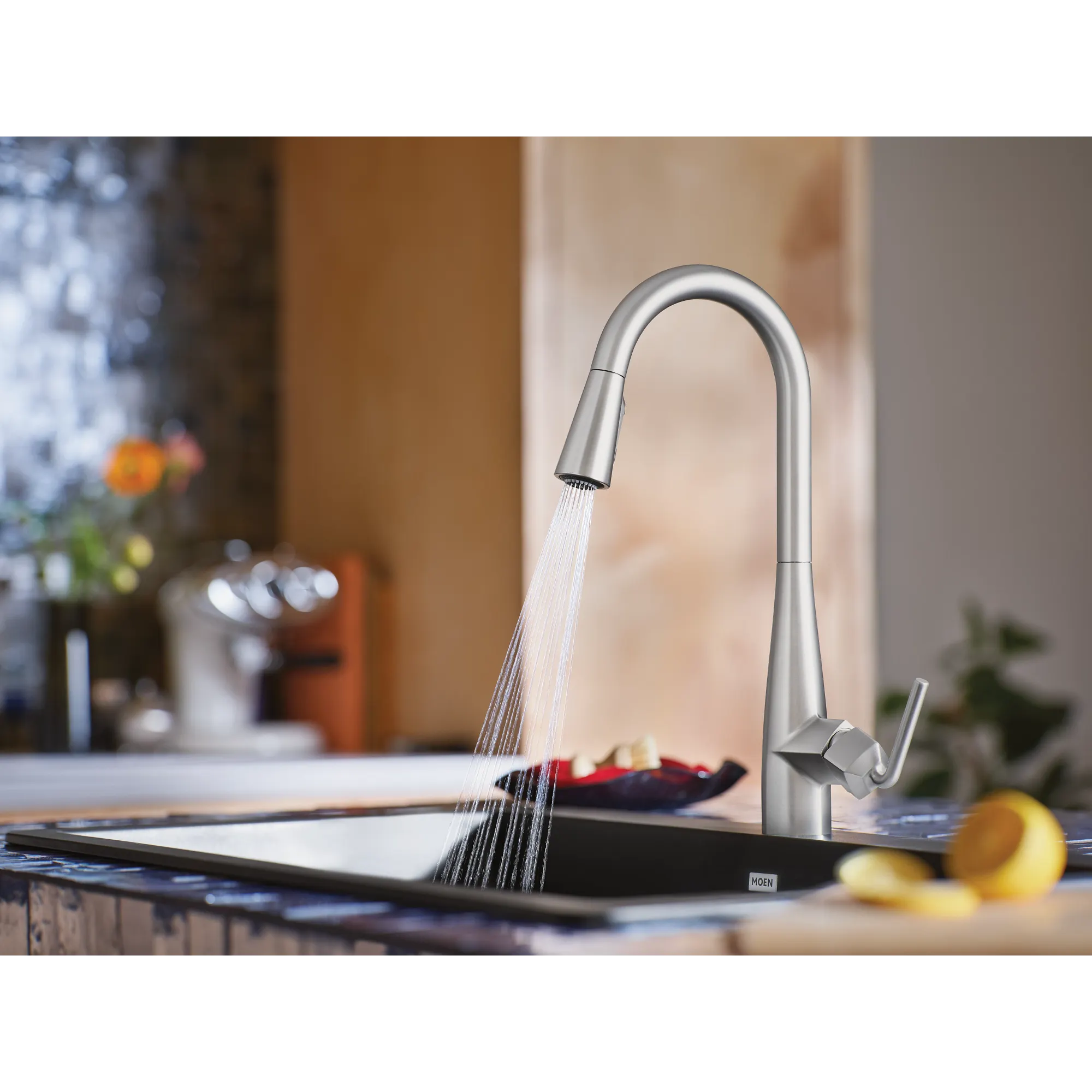 Maureen Chrome one-handle high arc pulldown kitchen faucet - Image 26