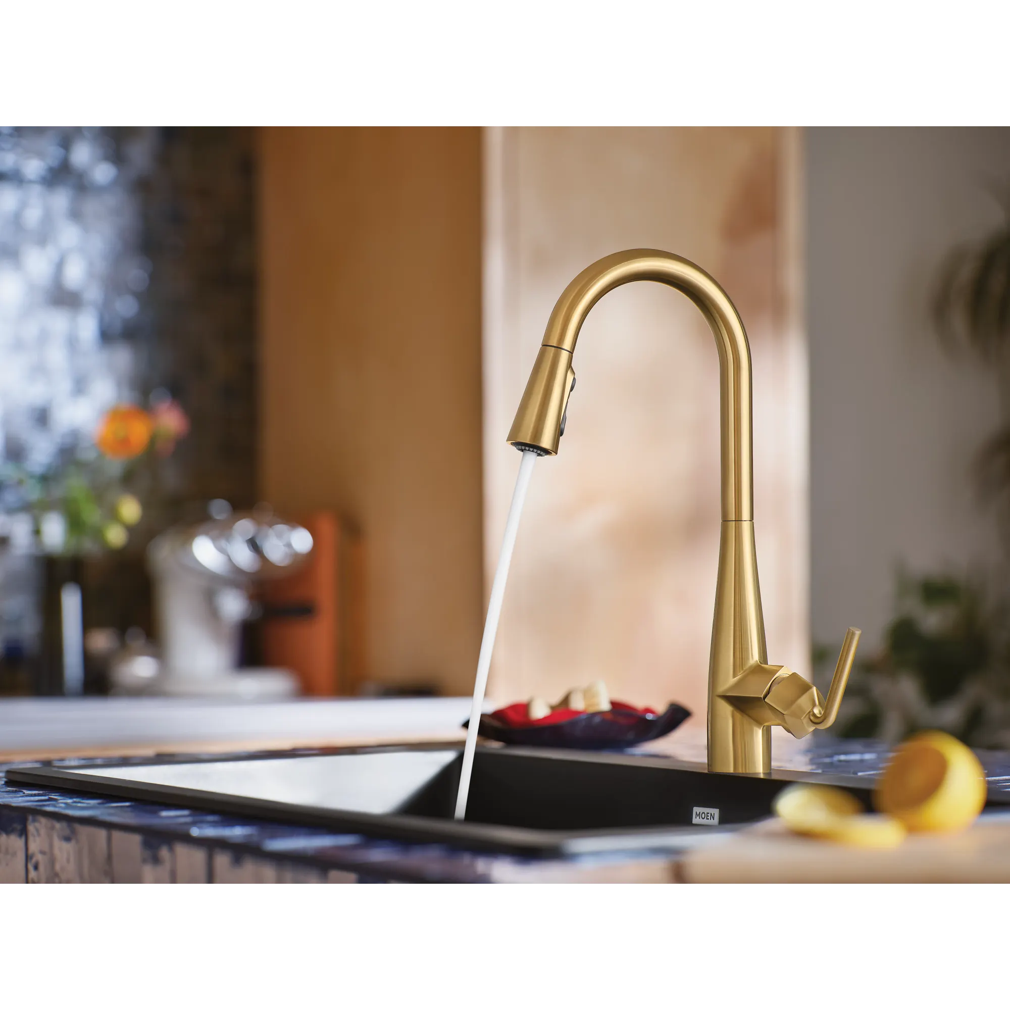 Maureen Chrome one-handle high arc pulldown kitchen faucet - Image 44