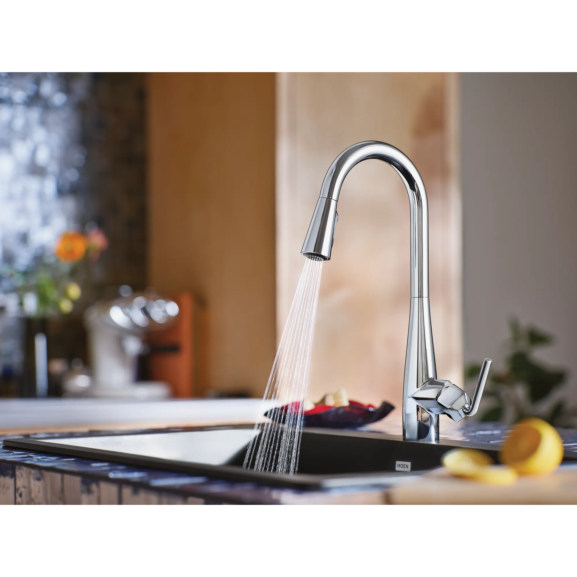 Maureen Chrome one-handle high arc pulldown kitchen faucet - Image 8